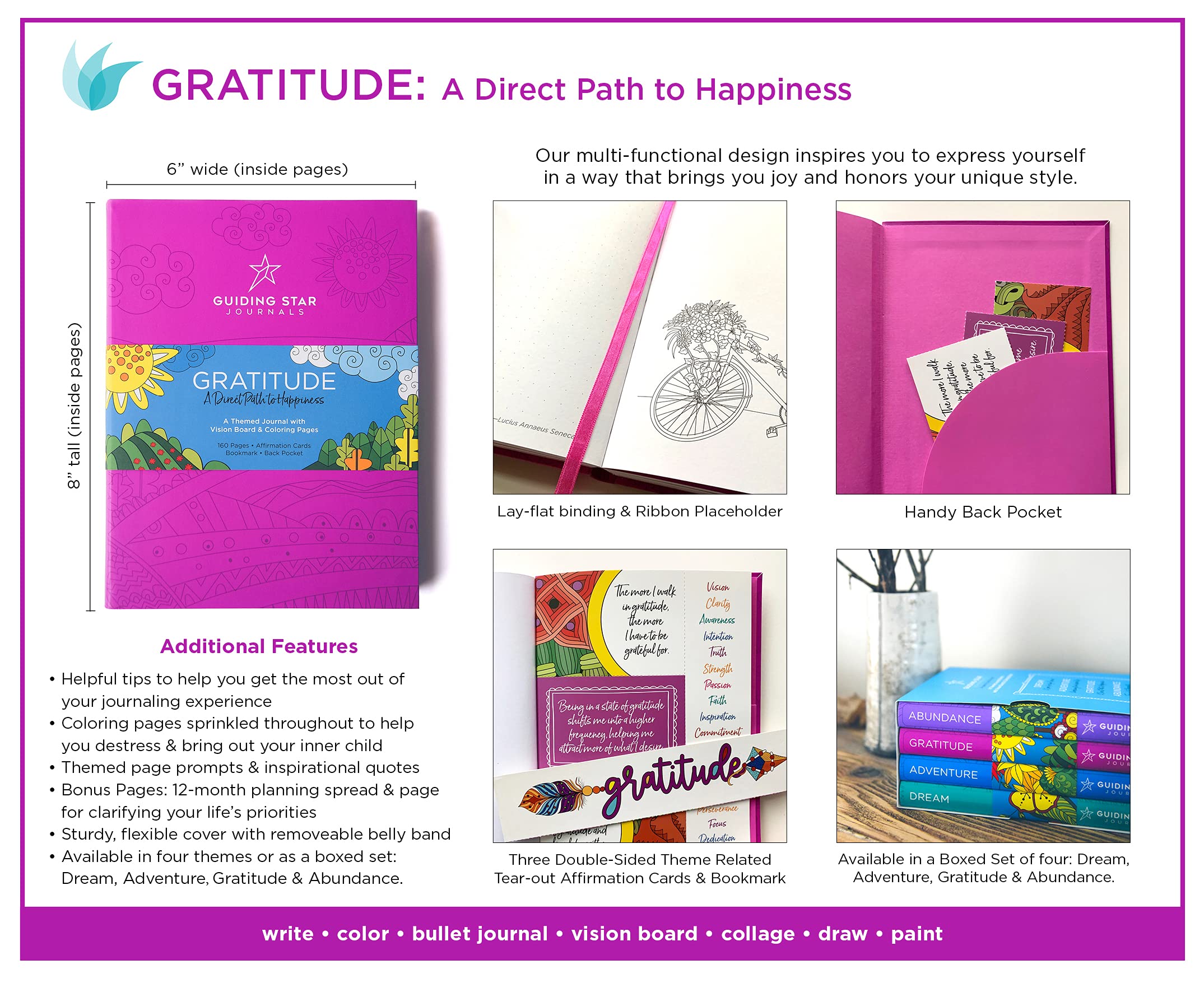 Amazon.com : InnerGuide Planners Gratitude Journal for w/ Yearly Planner  Spread - Writing & Vision Board Prompts - Coloring Pages - Tear-out Affirmation  Cards : Office Products