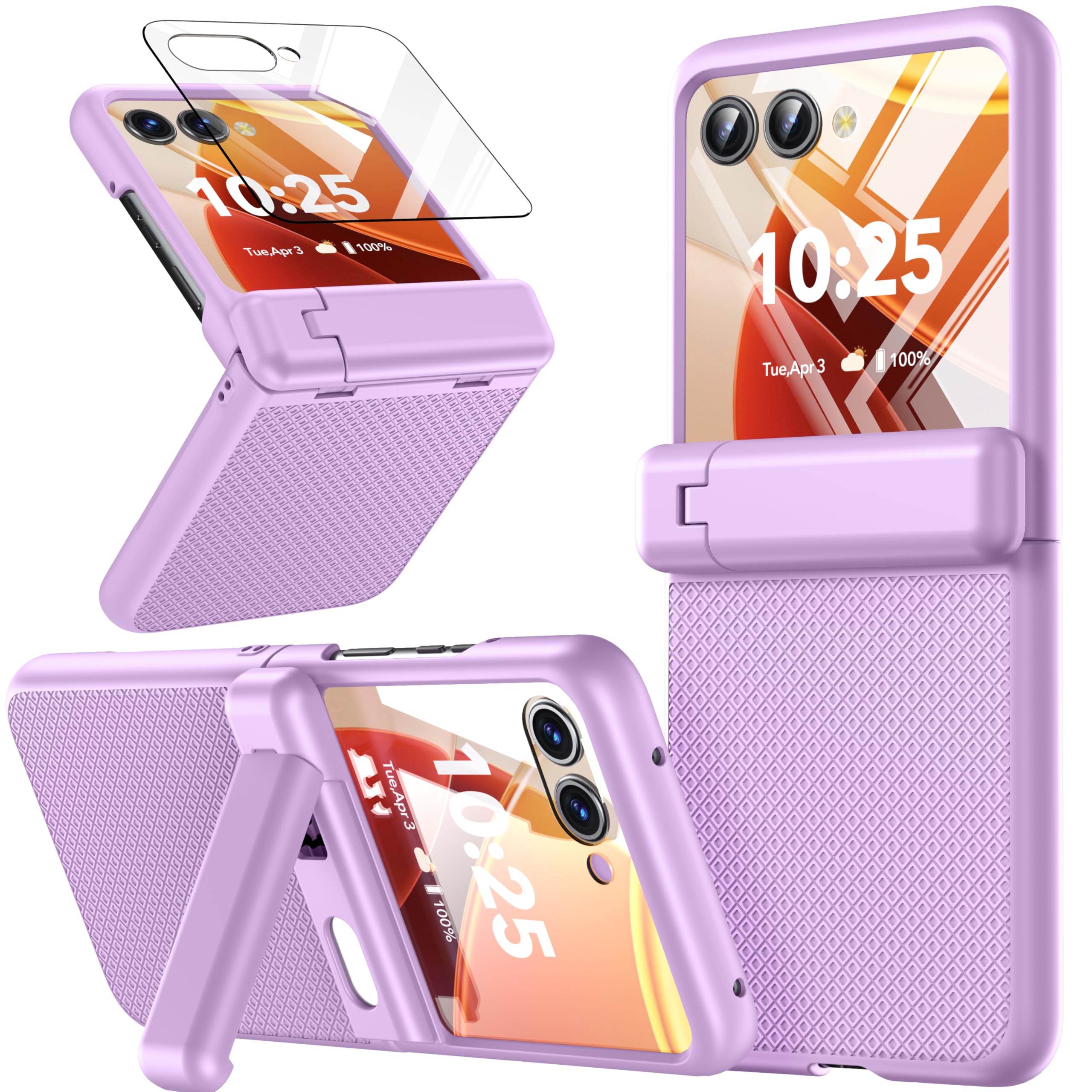 BUSCBEAR for Motorola Razr 2025 Case/Razr 2024 Case [Hinge Protection＆Kickstand] [Built-in Front Screen Protector] [Drop Protection] Shockproof Full
