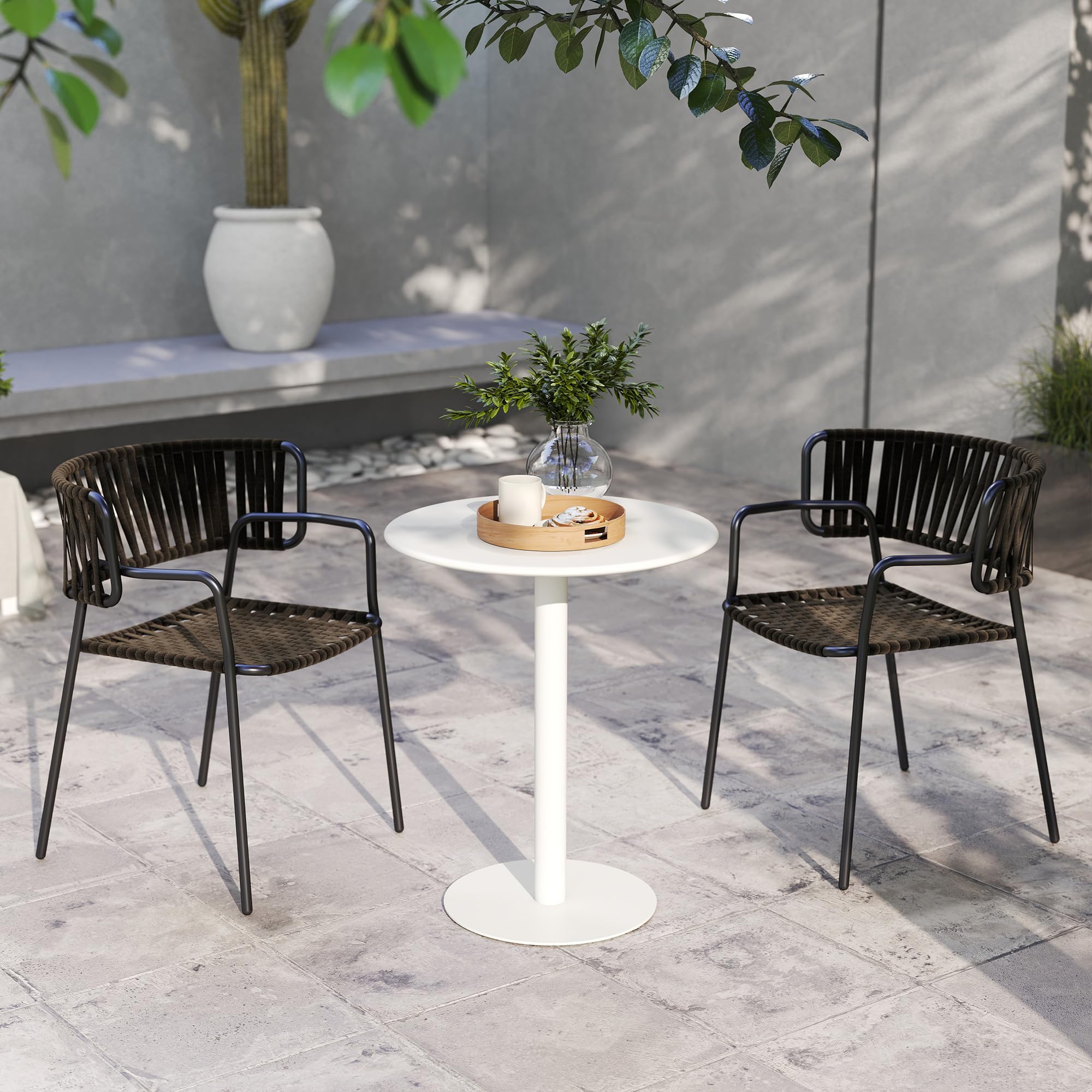 HOMCOM Esstisch 60 x 60 cm Rund Küchentisch für 2 Personen Esszimmertisch mit Säulentisch Kleiner moderner Tisch für Küche, Esszimmer Wohnzimmer Weiß