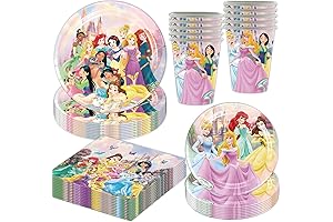 60Pcs Princess Birthday Party Tableware Set, 4 Types of Princess Party Supplies