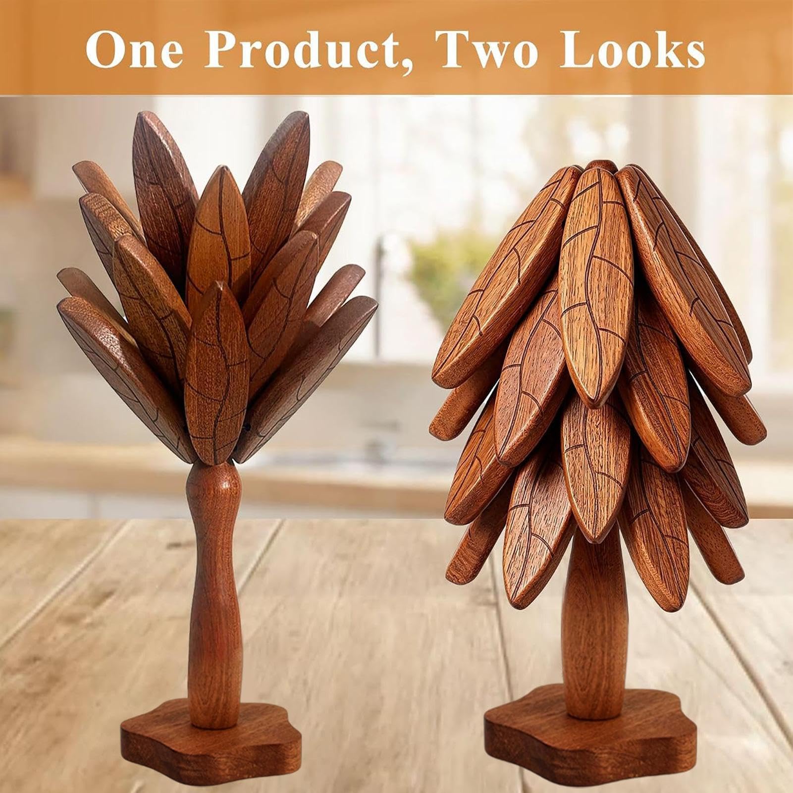 Salvamanteles De Madera 4 Posavasos navideños con Aislamiento térmico | Set De Posavasos Árbol para Encimera, Mesa Comedor, Platos Calientes, Ollas, Sartenes y Bebidas