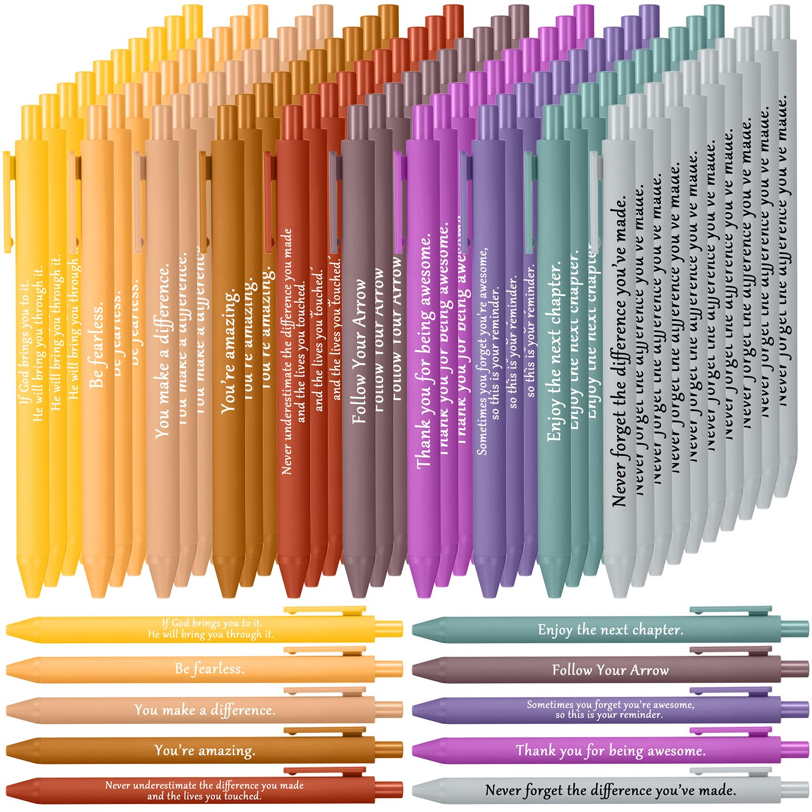 Teling 100 Stück inspirierende Stifte in Großpackung, motivierende Kugelschreiber, Großpackung mit lustigen Sprüchen, Zitaten, positives Dankeschön, Geschenk für den Schulanfang, Erwachsene