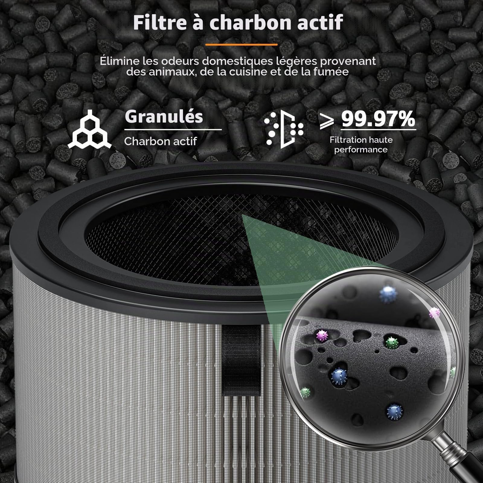 Lot de 2 Filtre de Rechange FY3200, FY4200, Compatibles avec Filtre de Remplacement Philips pour Purificateur d'Air Série 3200, 4200, AC3210/12, AC3220/10, AC4220/12 et AC4221, H13 HEPA Charbon