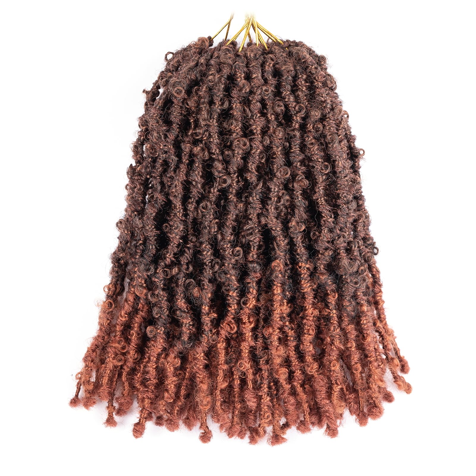 GUOHUI Super Light Butterfly Locs Crochet Hair 12 Inch 6 Packs Pre-Looped Soft Distressed Faux Locs Braids for Women Kids (12 Inch,T350#)