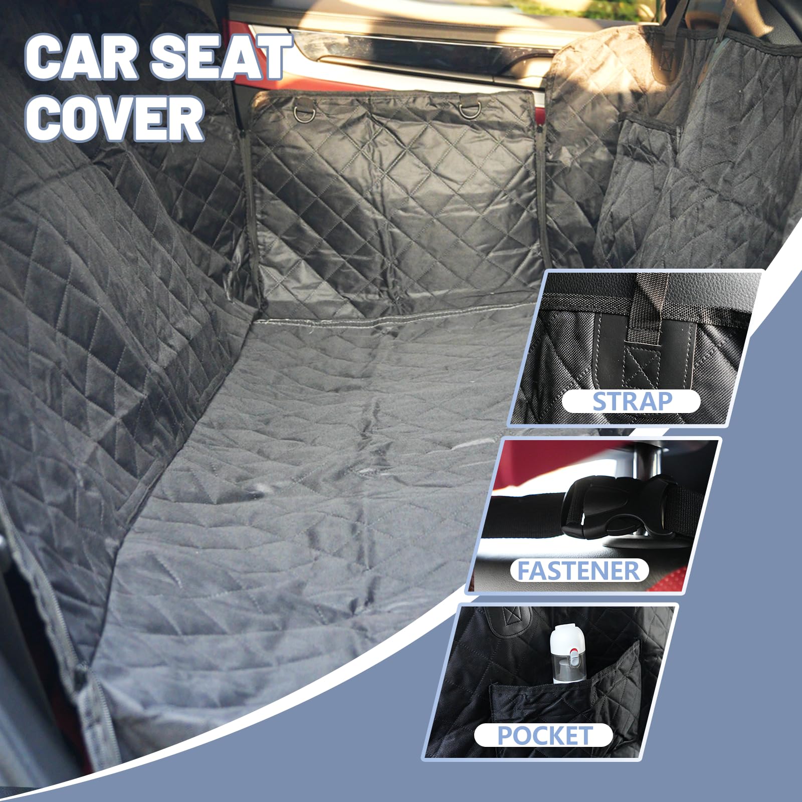 CoSofSLIP Dog Car Seat Cover for Pets Waterproof Seat Cover Hammock Scratch Proof Nonslip Back Seat Pet Bed Mat for Travel Durable Soft Back Seat Covers for Cars Trucks and SUVs (23.5 x 51 inch) - image 3