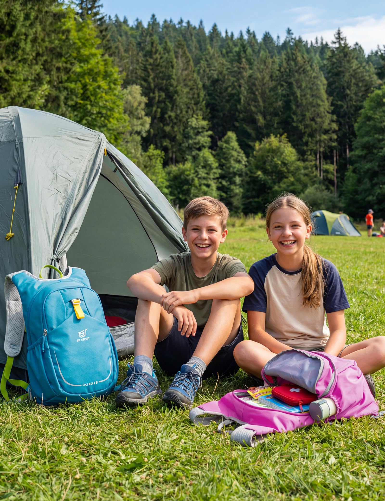 SKYSPER 15 L Sac à dos enfant, poche hydratation et sifflet de sécurité | Léger, pour enfants de 10 à 16 ans, idéal pour le camping, sifflet de sécurité, compartiment à eau, adapté aux randonnées