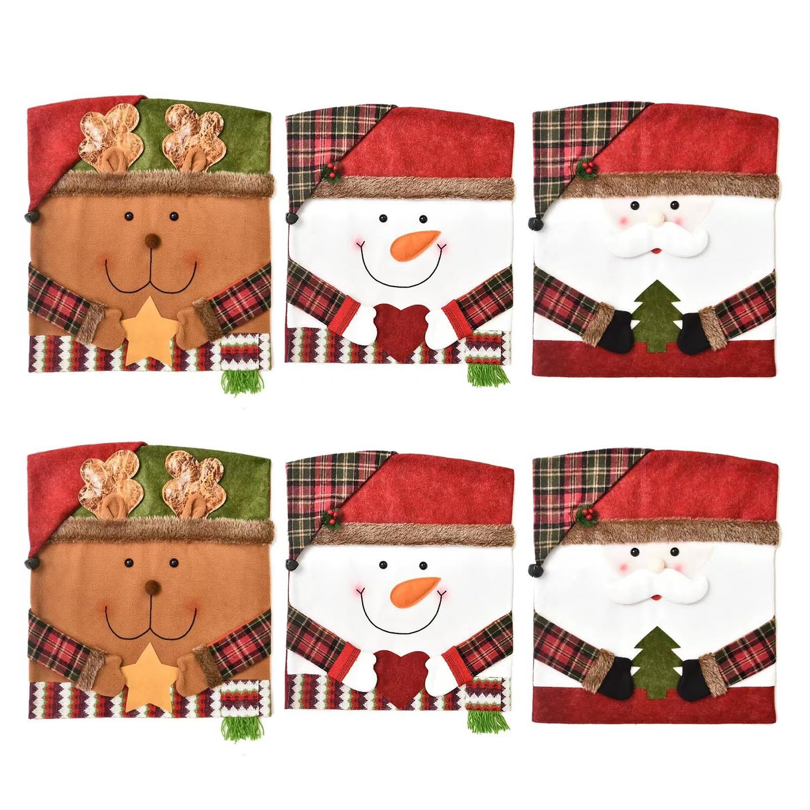 Funda para Silla Decorativa para el hogar, Conjunto de decoración navideña Festiva, Vestir sillas y añadir un Toque Festivo al Comedor, 6 uds.