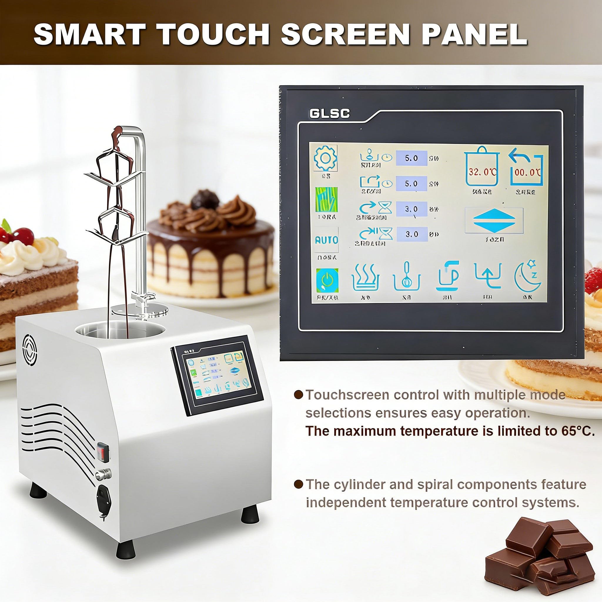 Machine à Fondre Le Chocolat Professionnelle 5,5 l, Acier Inoxydable, tête Spirale Amovible, idéale pour Les Barres chocolatées, l'enrobage de Fraises, Les fêtes et Les Mariages.