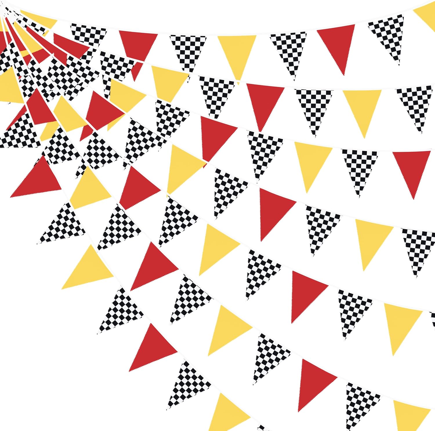 32Ft Red Yellow Black White Checkered Race Car Pennant Banner Flag ...