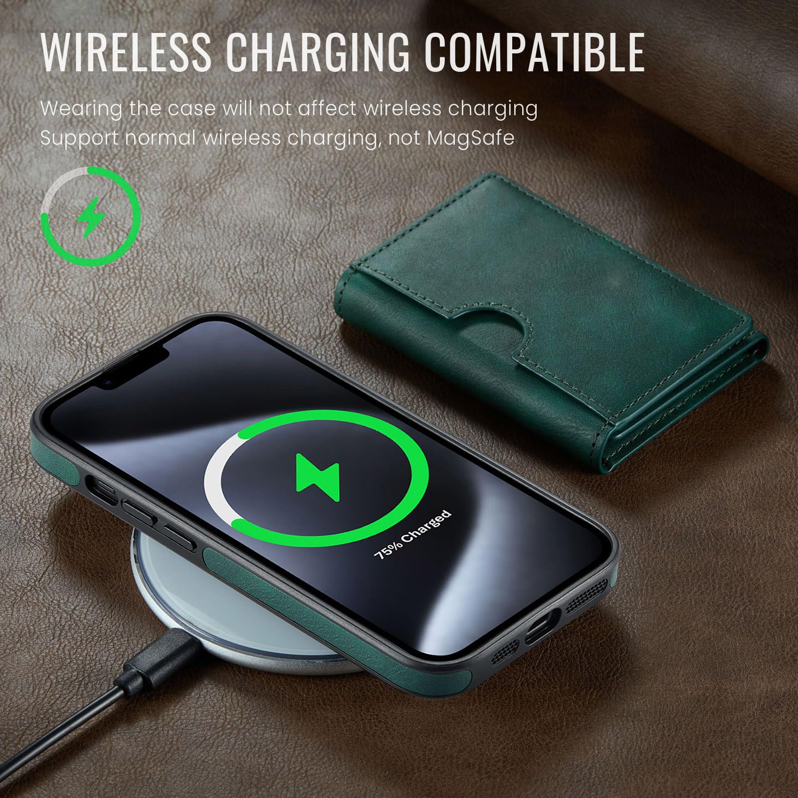 Asuwish Funda de teléfono para iPhone 14 de 6.1 pulgadas, funda magnética desmontable con carga inalámbrica y bloqueo RFID, tarjetero de crédito, soporte abatible para iPhone 14 5G i i-Phone i14 14