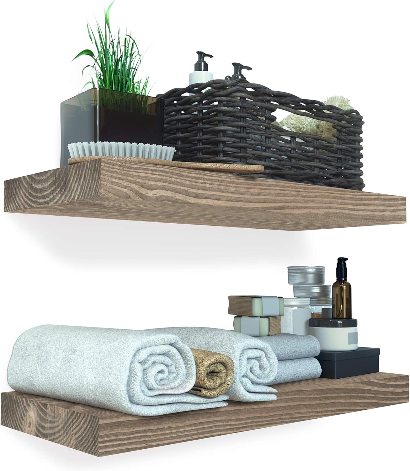 BAOBAB Floating Wood Shelves Set of 2 Rustic Shelf 16 inch