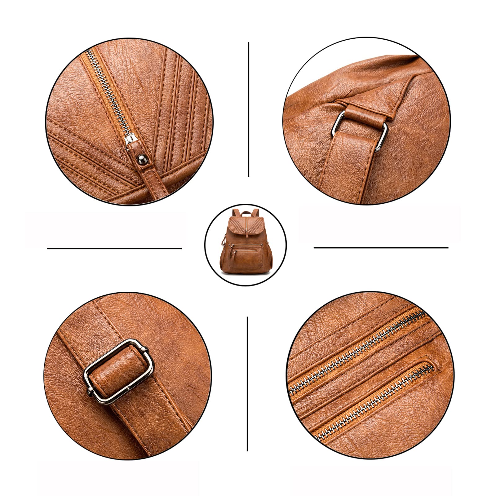 Sac à dos Femme Cuir Étanche Mode Grande capacité Sacs portés dos Fille Femmes Voyage Sac a dos Noir