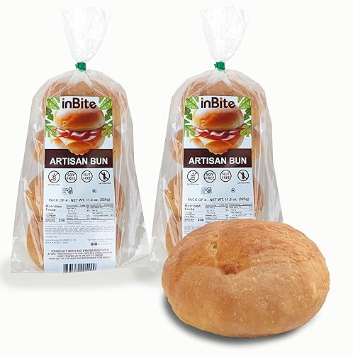 Bollo artesano sin gluten, 11.3 onzas, 4 bollos, 1 paquete, certificado sin gluten, sin frutos secos, sin lactosa, kosher