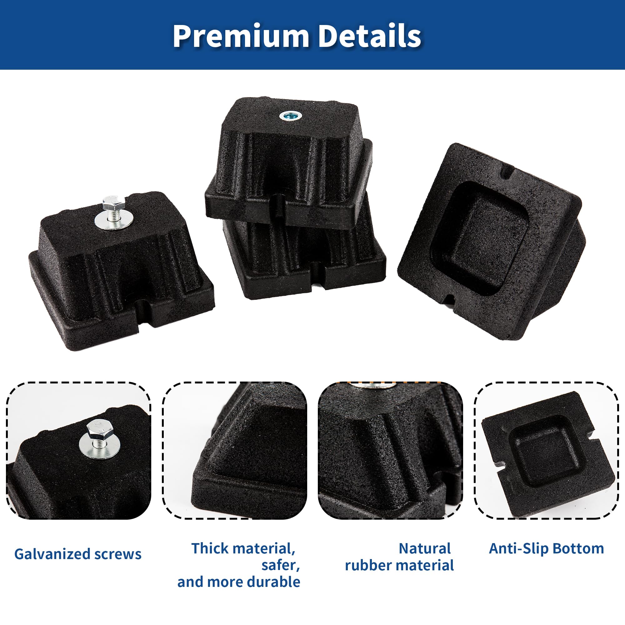 4 piedini antivibrazione in gomma per unità esterne, 9000-60000 BTU, portata 400 kg, 120 mm x 120 mm x 67 mm, isolamento acustico e assorbimento degli urti per climatizzatori, pompe di calore