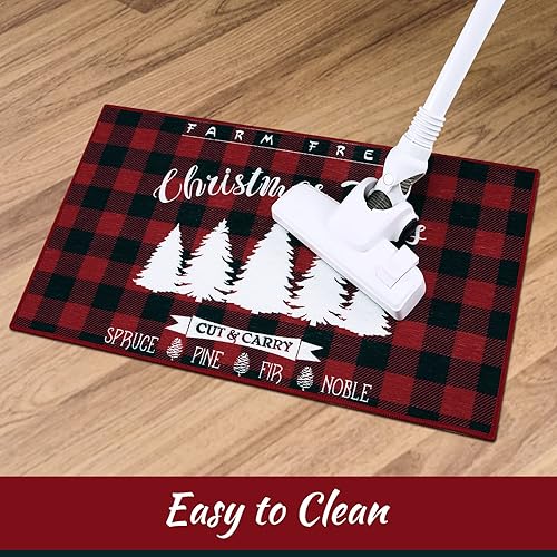 Miniatura 9 de CAROMIO Tapete para puerta delantera, tapete de Navidad para interiores y exteriores, antideslizante, lavable a máquina, rojo, 17 x 29 pulgadas