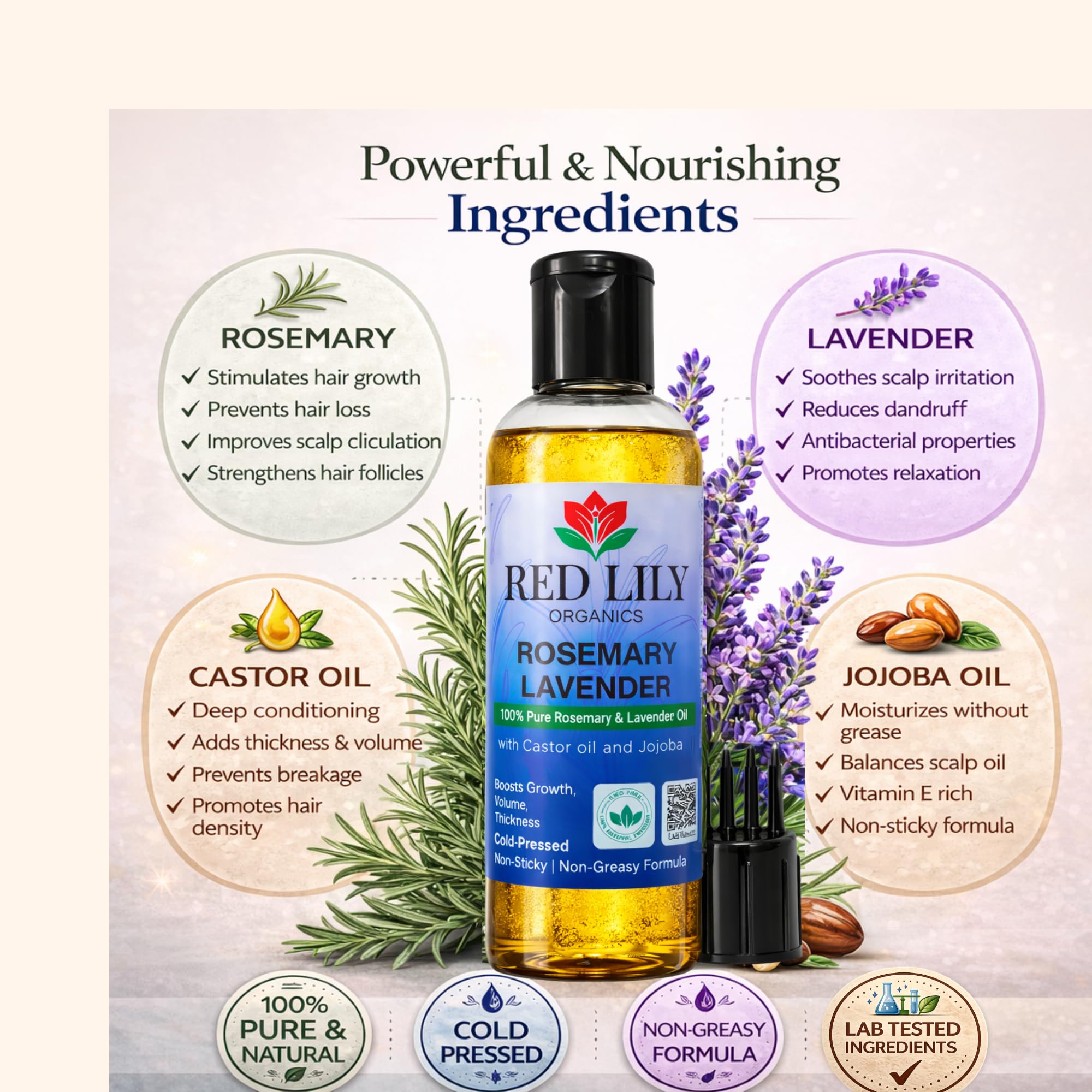 Buy RED LILY ORGANICS Rosemary Lavender Hair Growth Oil | Rosemary