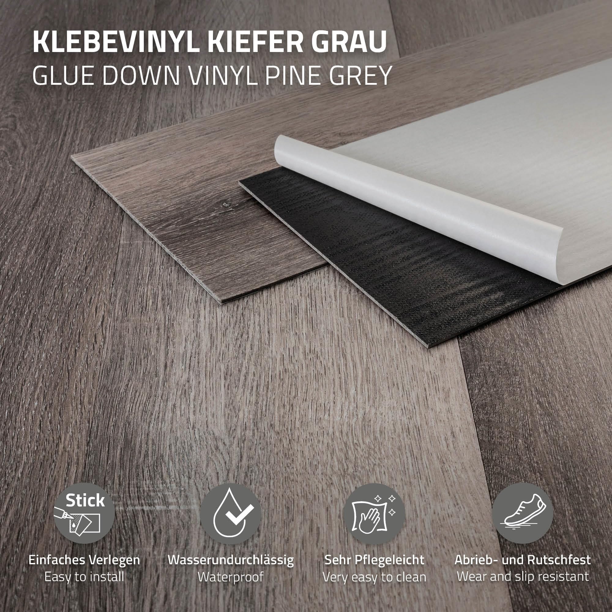 ML-Design Suelo Vinílico Adhesivo de PVC 11,15 m² Color Pino Gris Grosor 2mm Planchas de Vinilo Autoadhesivas 91,5x15,3cm 80x Láminas Aspecto Madera Antideslizante Impermeable Fácil Instalación