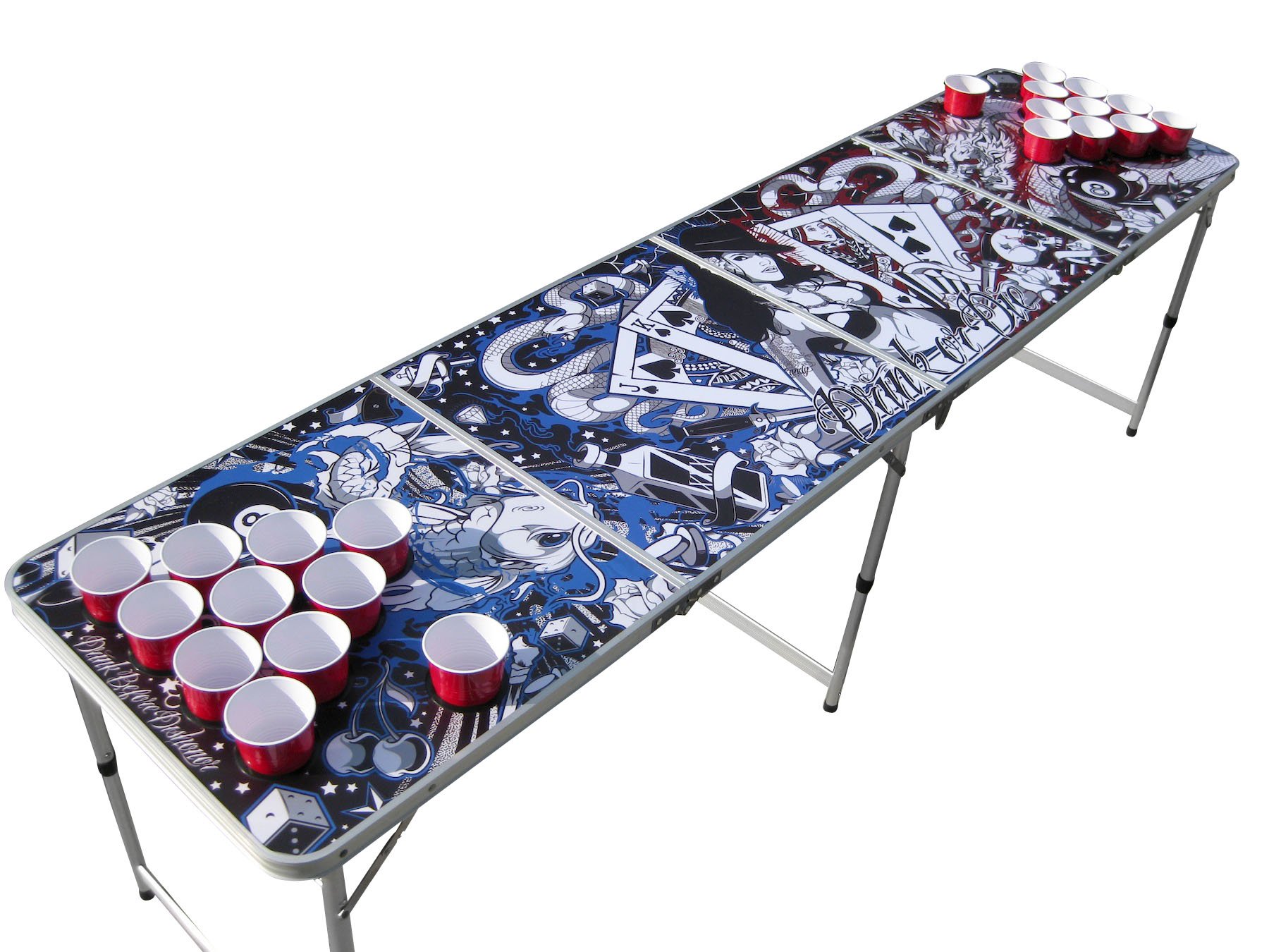 The Pong Squad Tattoo Portable Beer Table with Holes