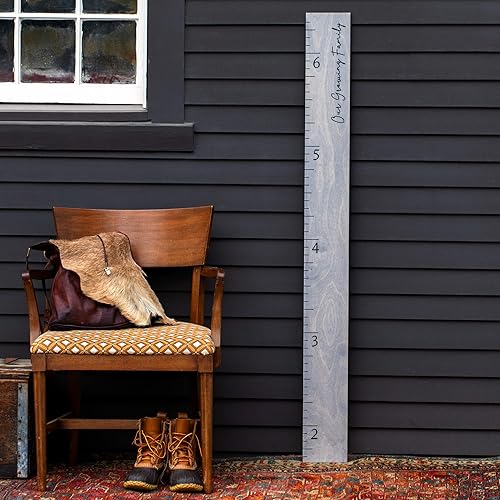 HEADWATERS STUDIO Tabla de crecimiento de regla de madera bohemia para niños, niños y niñas, tabla de altura y medición de altura para pared,