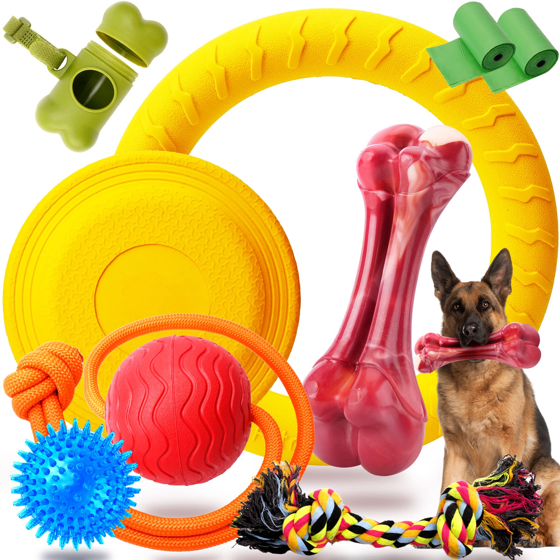 Zeaxuie Heavy Duty Various Dog Chew Toys For Aggressive Chewers 9 Pack Value