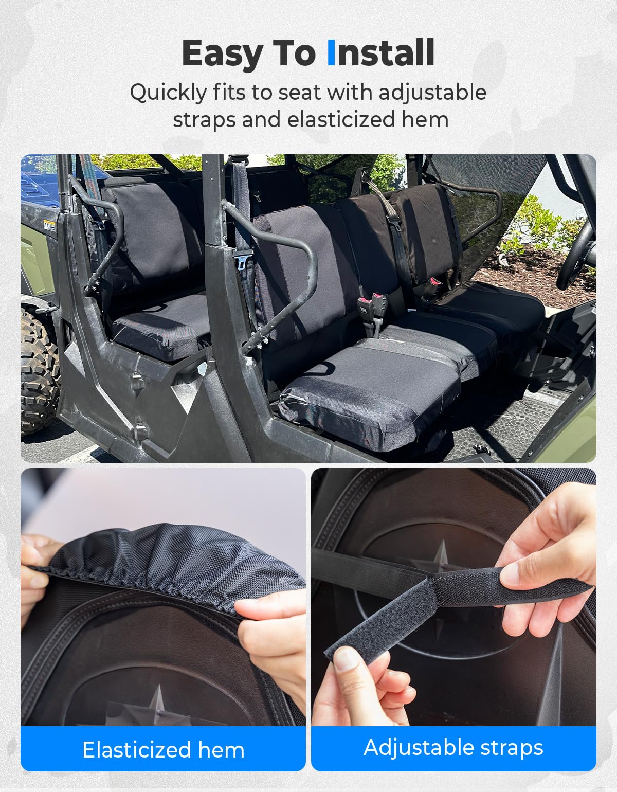 KEMIMOTO Seat Cover Water-resistant Compatible With Tracker 800SX 2020 UTV Seat Cover Front Two Doors Split Bench Seat Covers Seat Cover Accessories