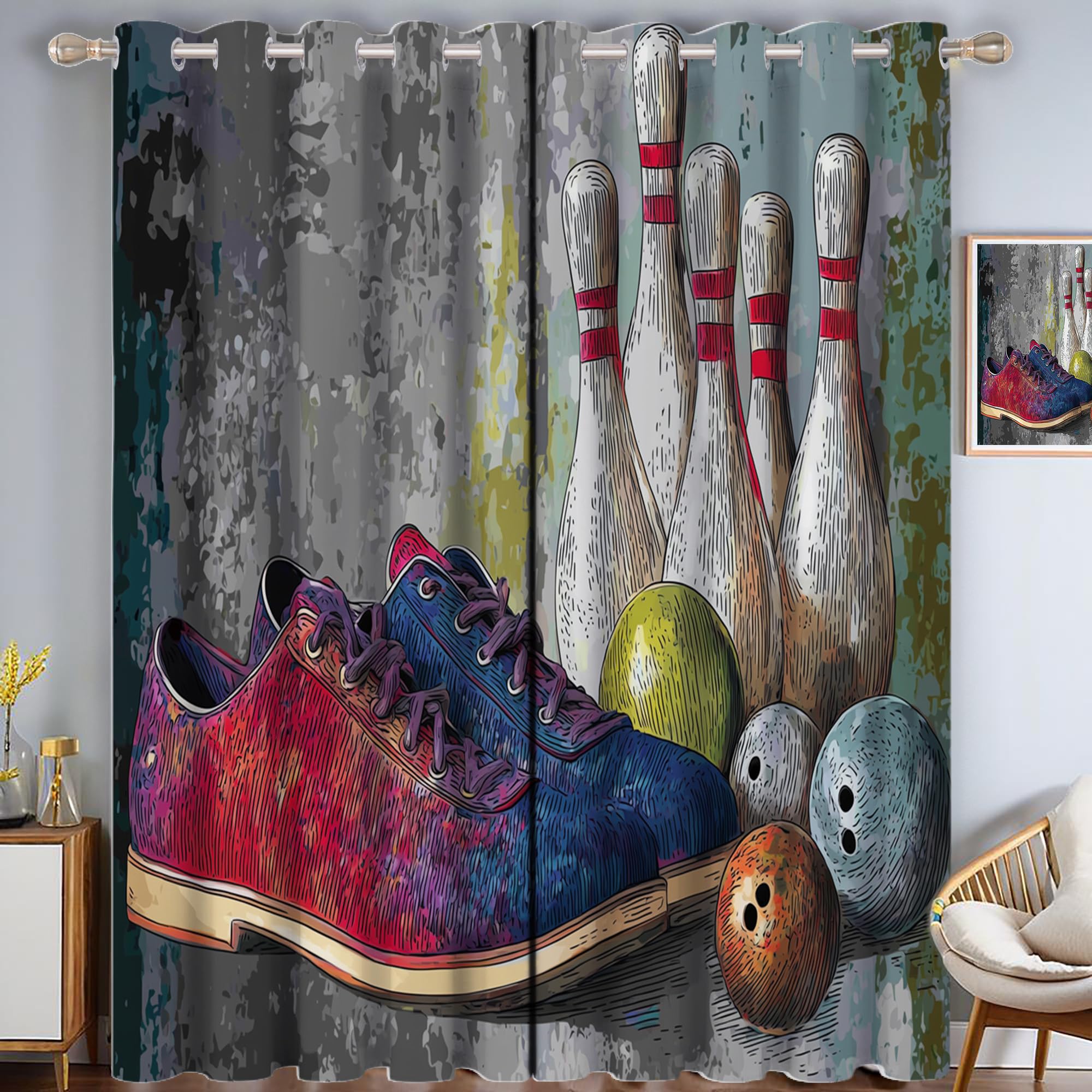 Rideau occultant à oeillets gris 117x137 cm lot de 2 pour chambre