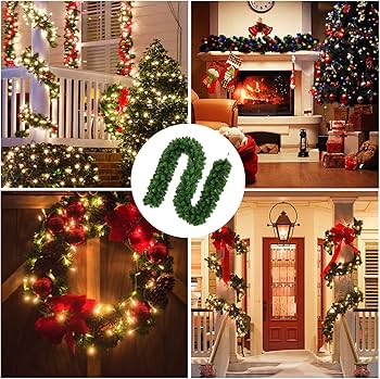 Amazon.co.jp: クリスマス 飾り ガーランド 籐 270cm 260枝数 大きい