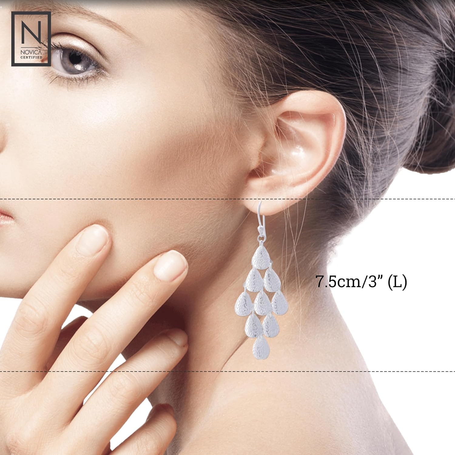 NOVICA Artisan Handmade Sterling Silver Chandelier Earrings Modern Peru [3 in L x 1 in W] ' Vital Rain'