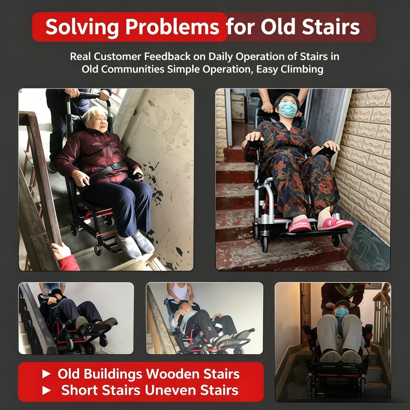 Silla De Ruedas Eléctrica para Subir Escaleras, Estructura De Aleación De Aluminio, Manillar Elevable,Batería De Litio De 13 A Y 24 V,para Personas con Discapacidad Y Personas Mayores.