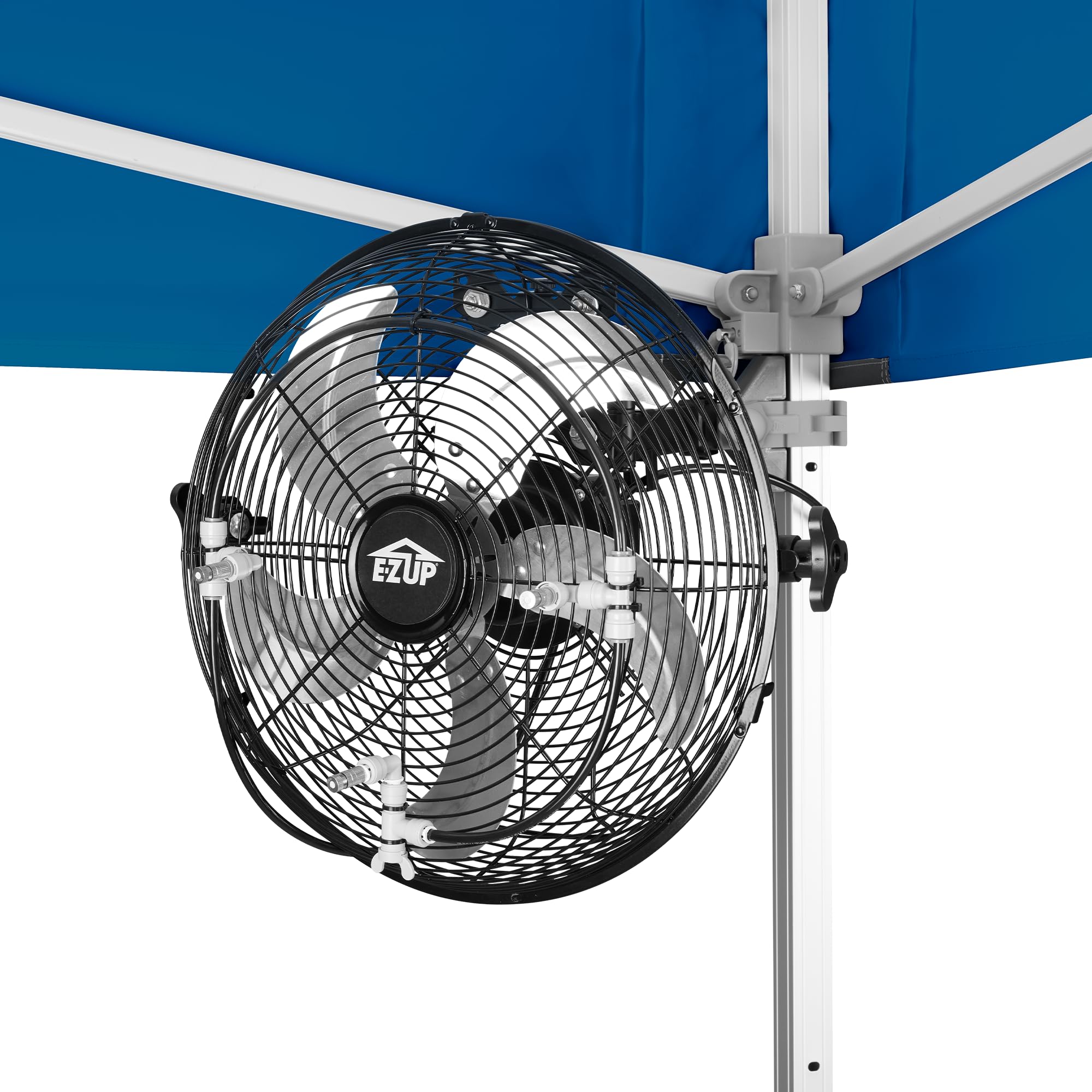 E-Z UP Przenośny wentylator mgiełkowy 35,6 cm, zmniejsza temperaturę o 20° w przestrzeniach do 150 stóp kwadratowych, mechanizm obrotowy o 180°, idealny do użytku na zewnątrz