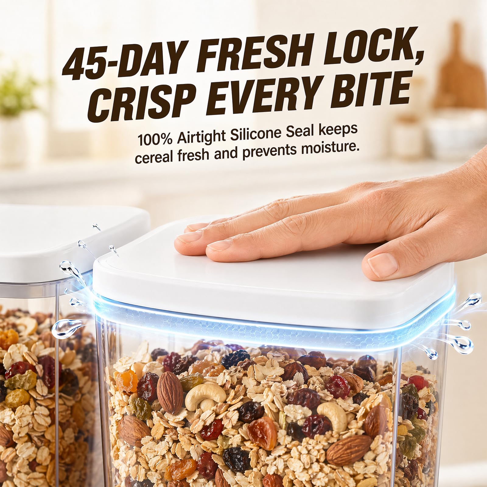 Set di 2 dispenser di cereali, doppio contenitore ermetico da 3 l per cereali, contenitore trasparente per noci, chicchi di caffè e alimenti secchi, contenitore da cucina con grande capacità (bianco)