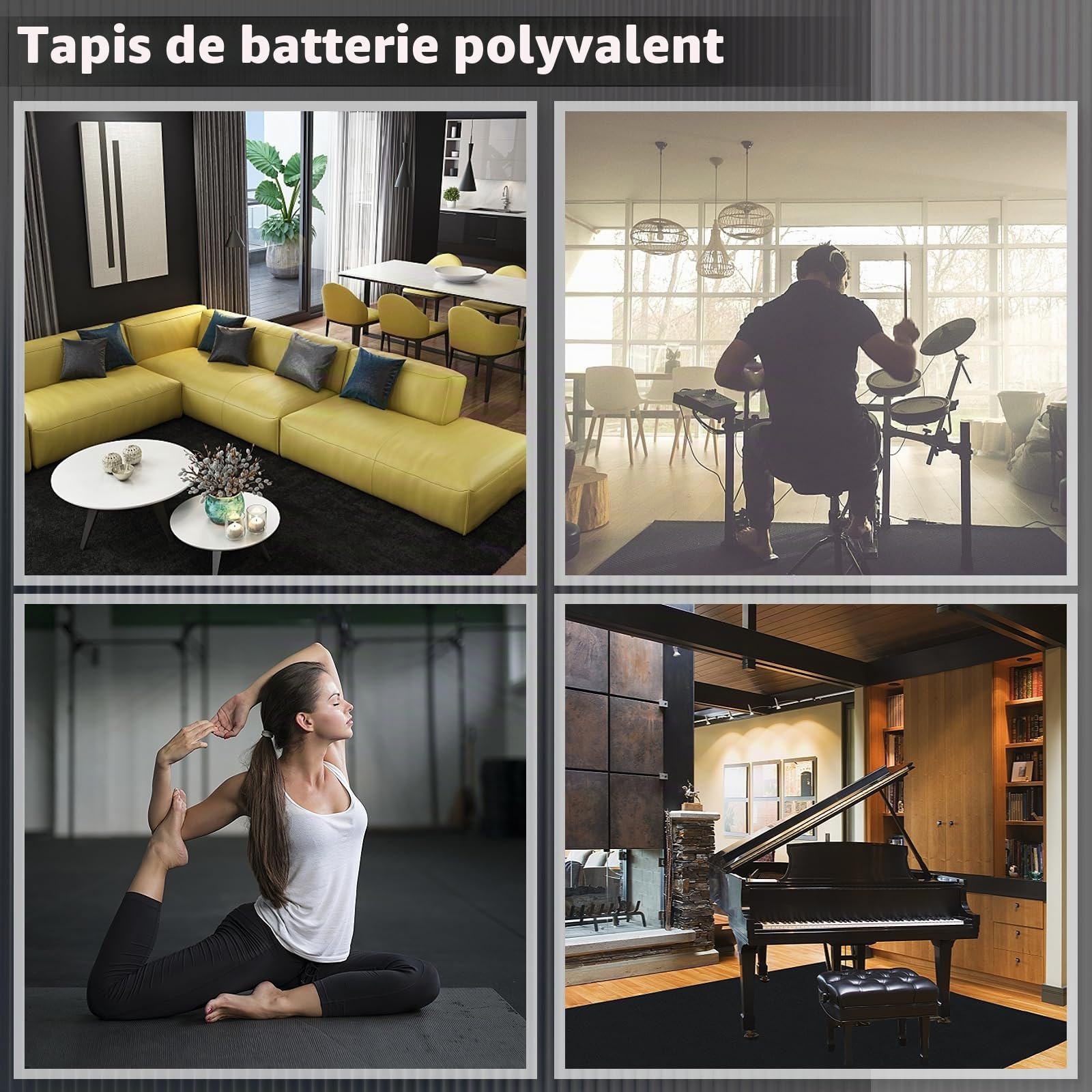Tapis de batterie, tapis électrique insonorisé, accessoires de batterie électrique, set de jazz, cadeau pour batteurs