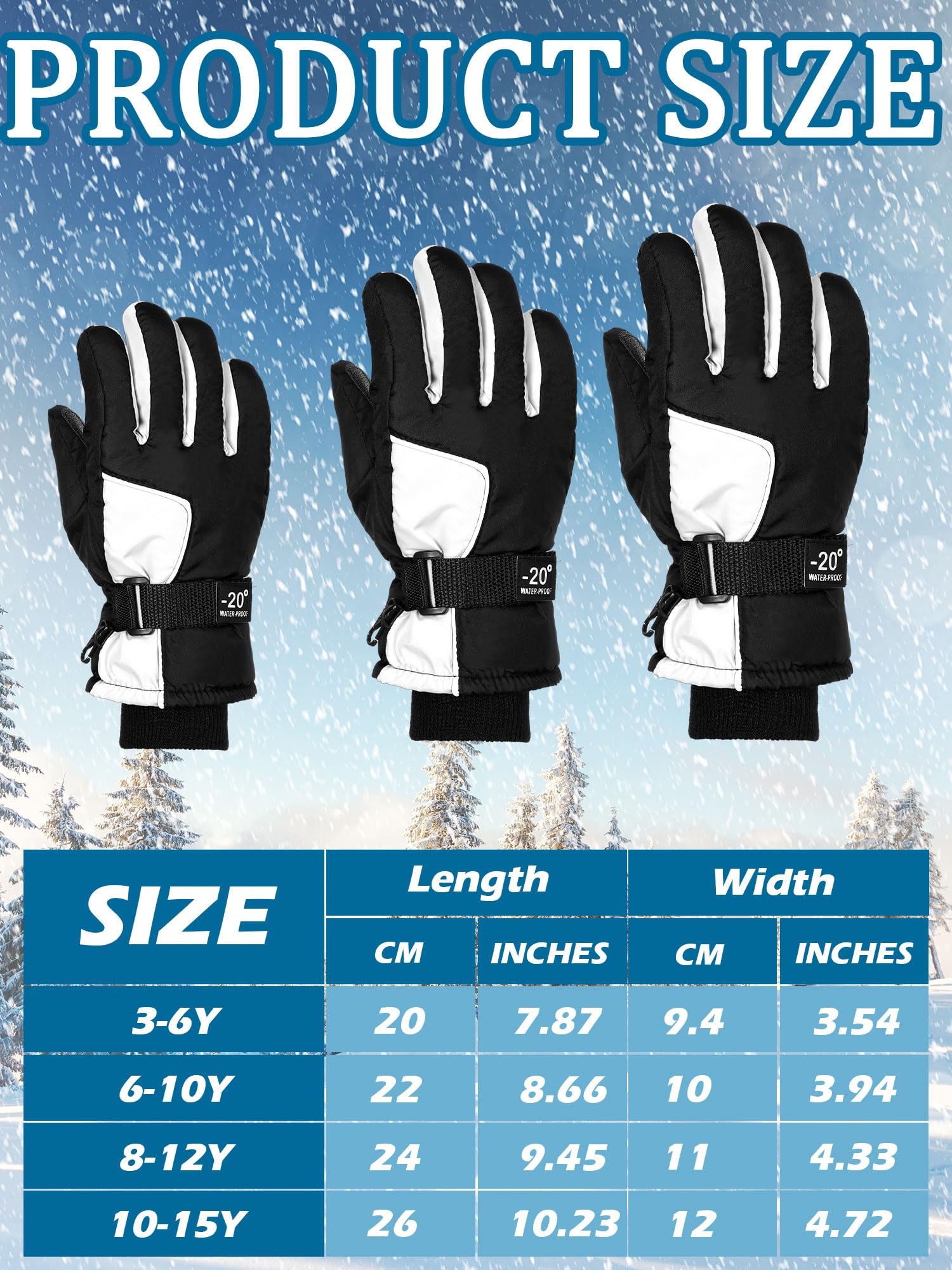 6 Pares Guantes de Esquí para Niños Guantes de Nieve Cálidos Impermeables a Prueba de Viento para Deportes Esquiar Invierno Infantiles (3-6 años, Rojo, Blanco, Azul, Marrón, Marrón, Azul Morado)