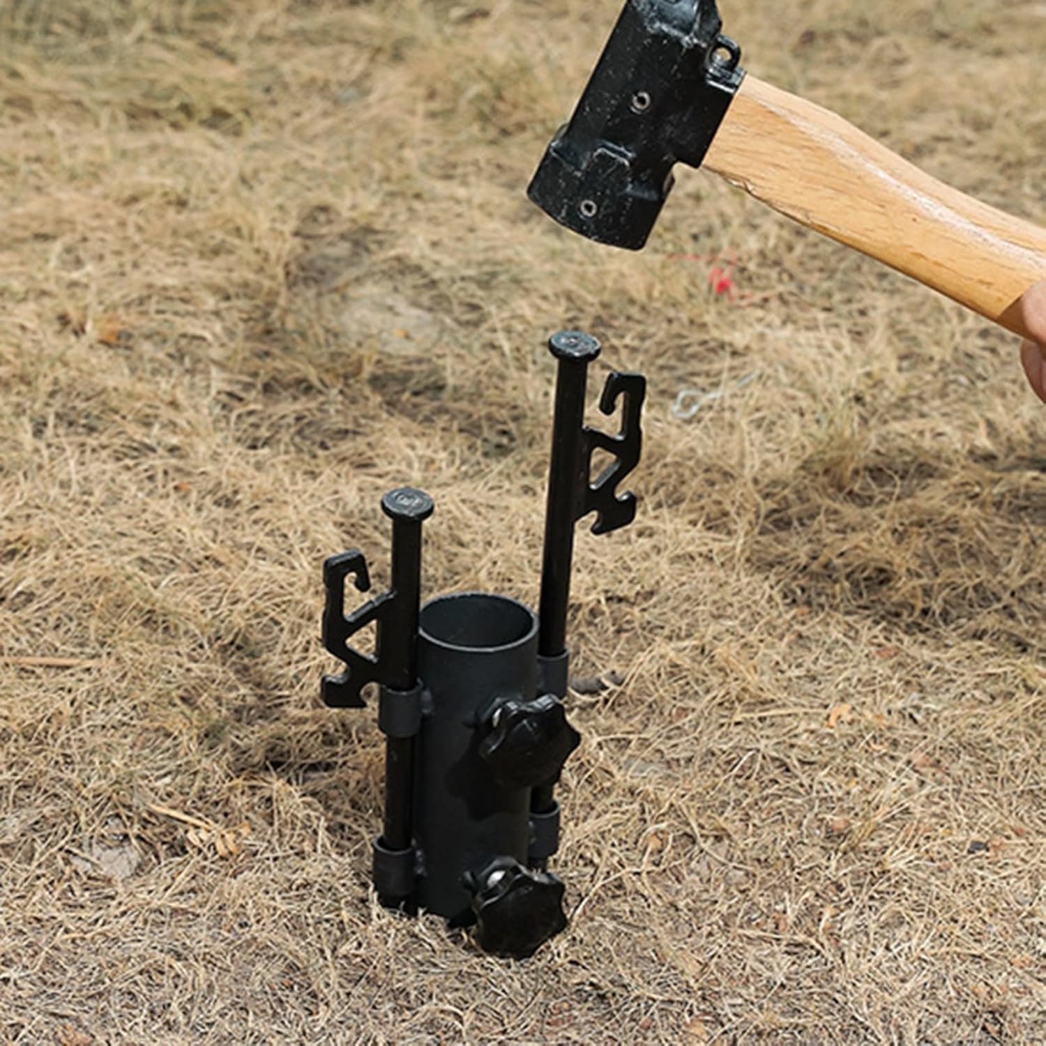 Soporte ajustable para toldo de tienda de campaña, soporte de poste de lona, tubo fijo para toldo, soporte negro para tienda de campaña para camping, pesca, senderismo, picnics al aire libre