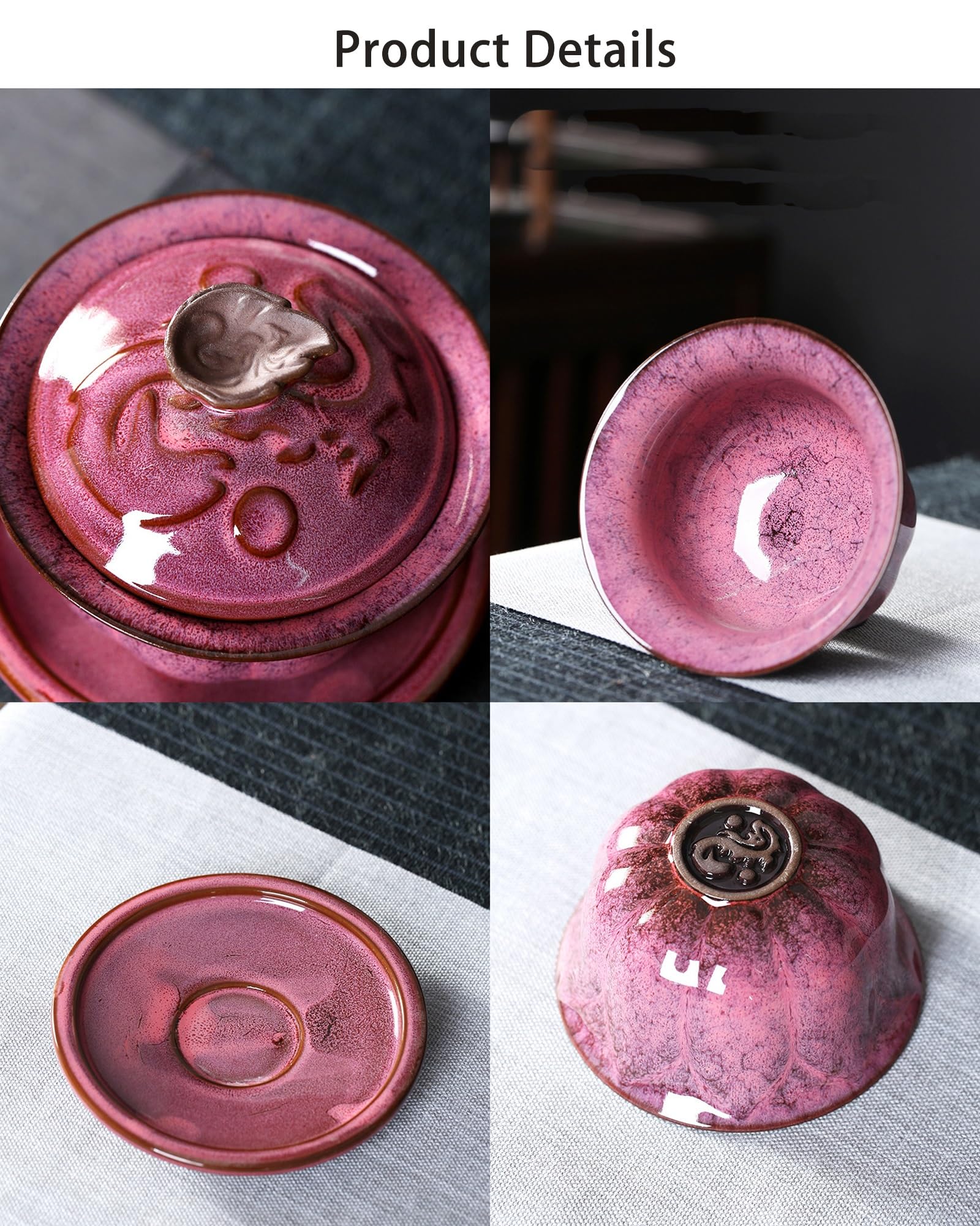 Kubek do herbaty Gaiwan, chińskie filiżanki do herbaty, Kung Fu Tea, chiński wzór, ceramiczny kubek do herbaty Gaiwan, miska do herbaty Sancai, antyczny zestaw do herbaty (kolor: zielony)
