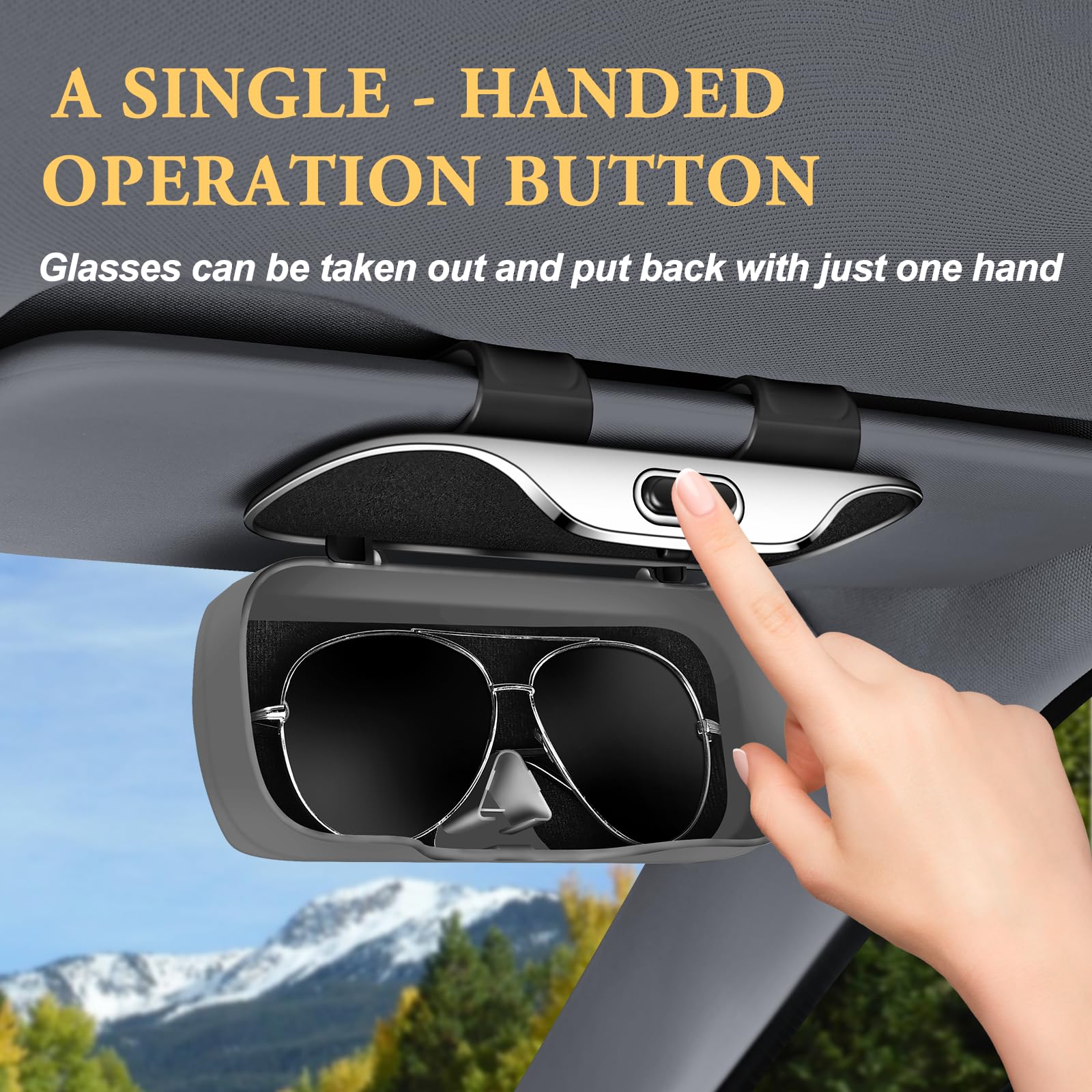 Pakanana Sunglass Holder for Car Visor Clip, Car Visor Glasses Case, Vehicle Visor Accessories Organizer Box, Car Sunglass Holder Suitable for Truck, SUV and Sedan to Place Glasses (Gray)