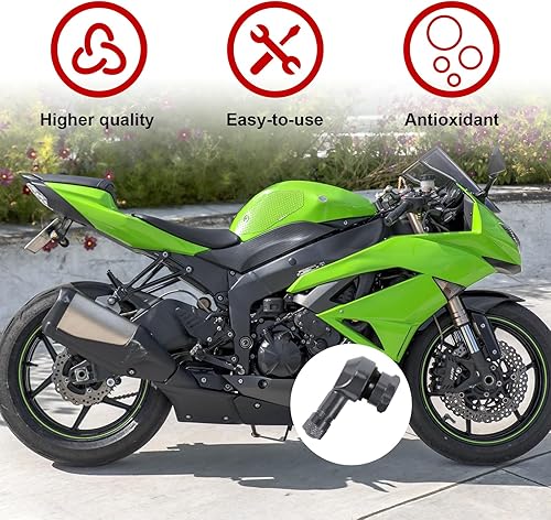 Miniatura 10 de 2 vástagos de válvula de neumático de motocicleta, aluminio de 90 grados, rueda de llanta de 0.445 in0.394 in, vástago de aire sin cámara con sellos