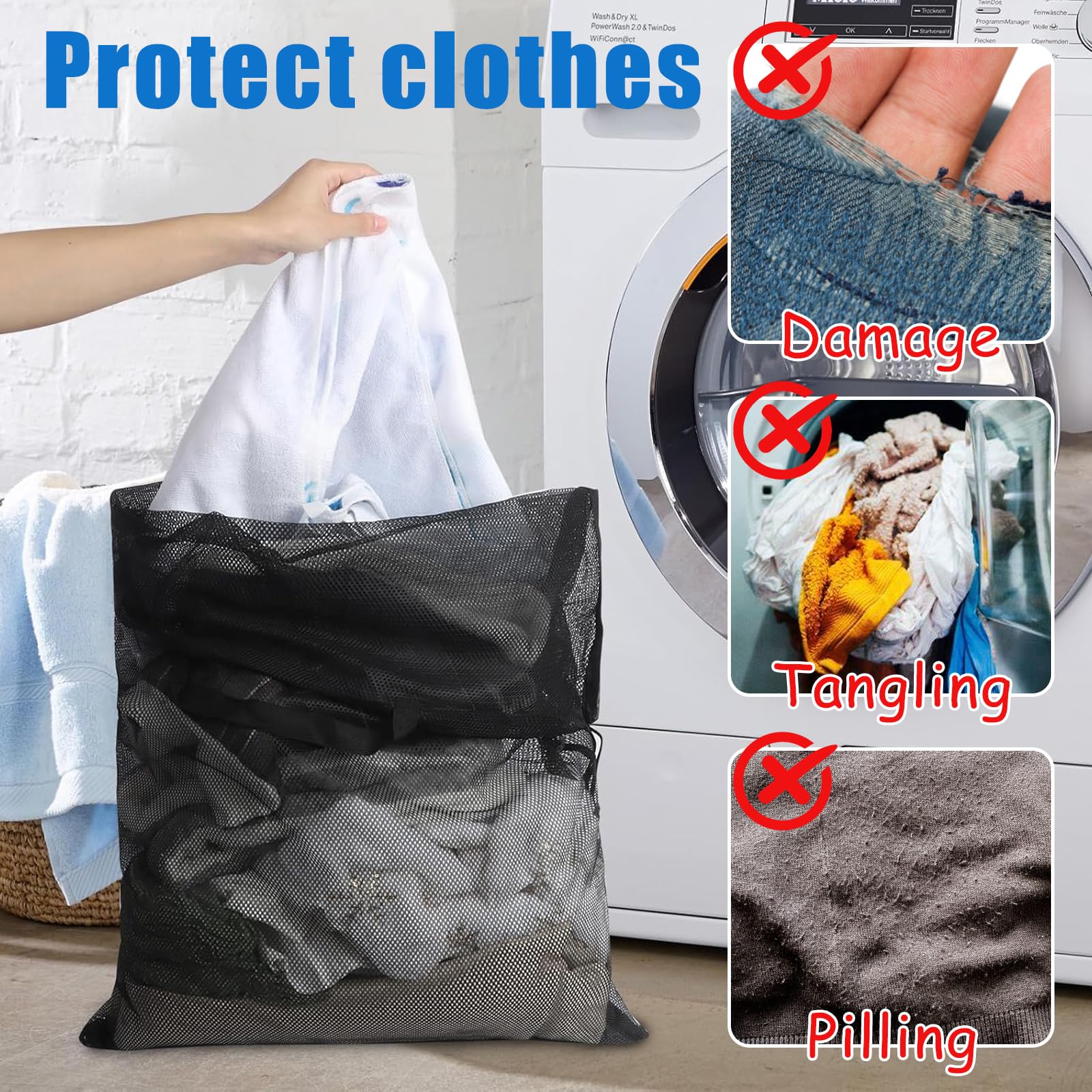 2 Très Grand XXL Sac De Lavage Filets à Linge 70x90cm Filet Linge