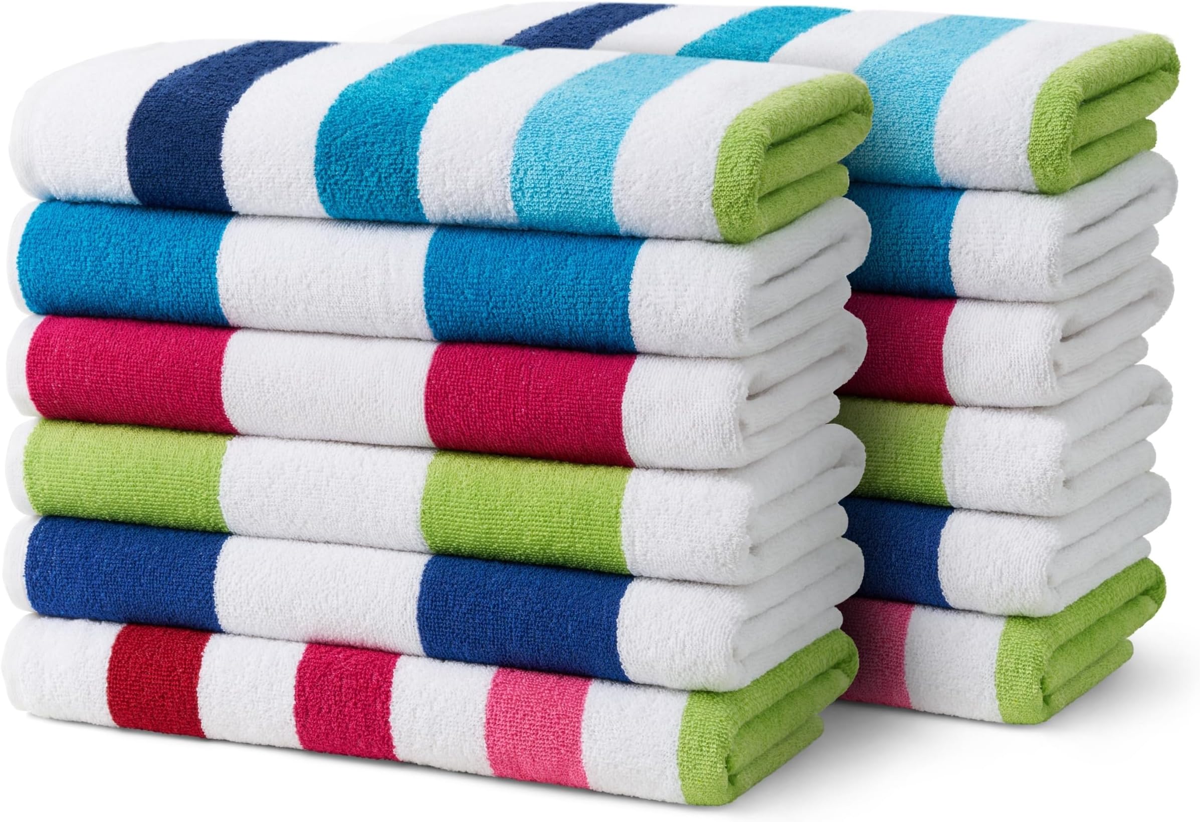 - Ben Kaufman Cabana Stripe Beach & Pool Towel - Large Cotton Terry Beach Towel - Soft & Absorbant - Assorted Colors - 30" x 60" - 12 Pack