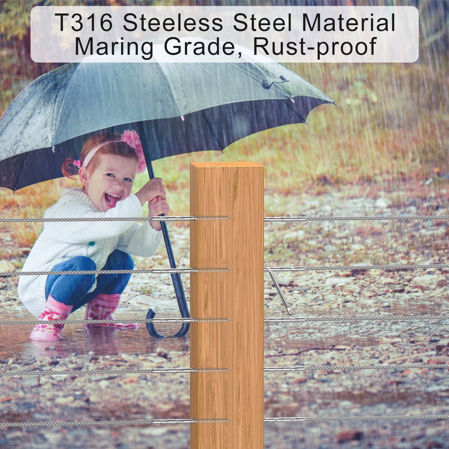 Best Quality 🔥 Steel DN Mate 40 Packs T316 Stainless Steel Right&Left Handed Thread Swage Lag Screws for Wood Post of 1/8 Steel Cable Railing Kit, Cable Railing Hardware, DIY Wood Baluster, Wrench Included