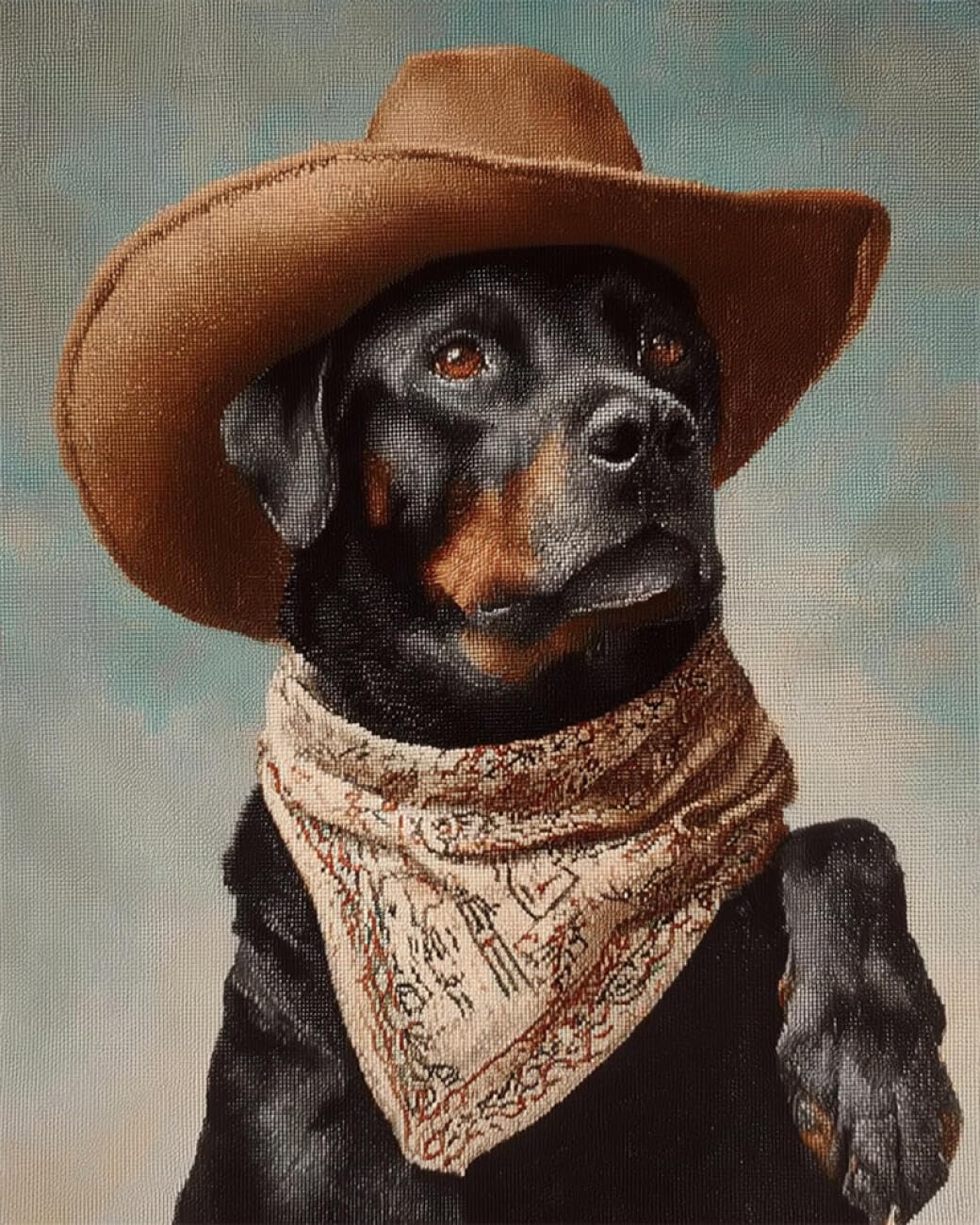 RKFLGEW DIY Bead Embroidery Kit Fantasy Rottweiler 30x40cm