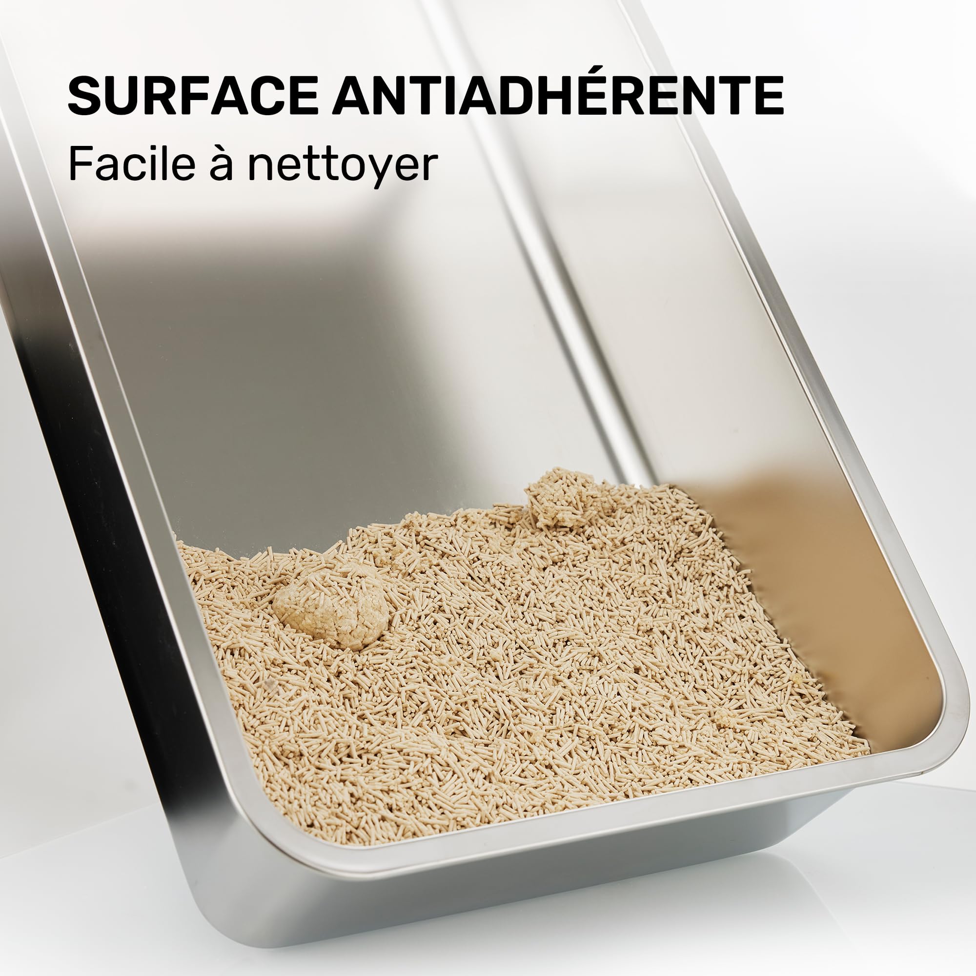 FUKUMARU Bac à Litière pour Chat en Acier Inoxydable, Maison de Toilette Chat à Hauts Rebords avec Deux Sacs de Litière, Bac à Litière Fermé Extra-Large avec Couvercle pour Gros Chats
