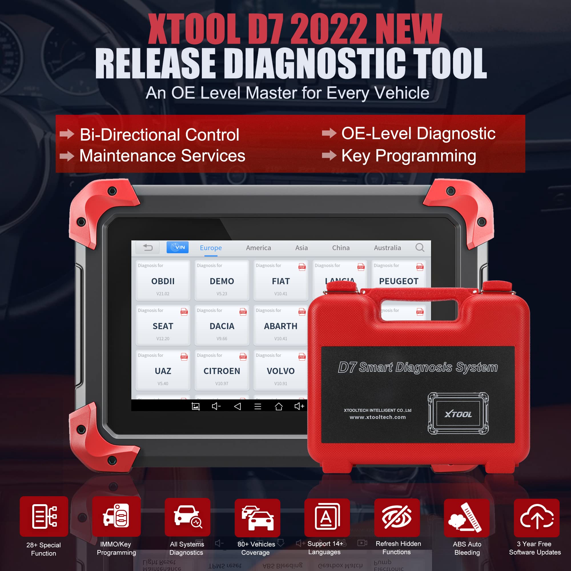 Buy XTOOL D7 Automotive Diagnostic Tool, 2022 Newest with 3 Years