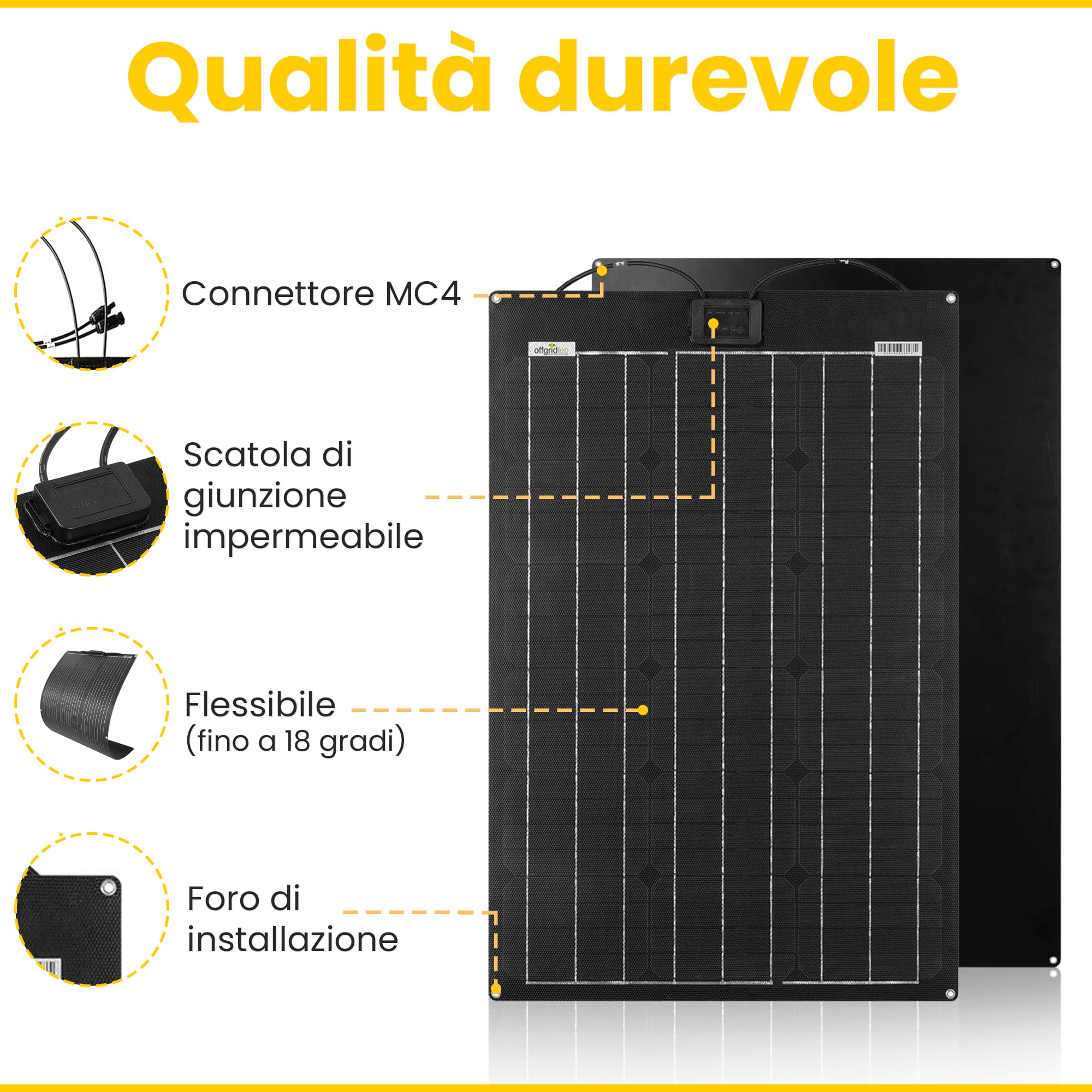 Offgridtec PCB-ETFE - Pannello solare semiflexibles 36 V 50 W per camper