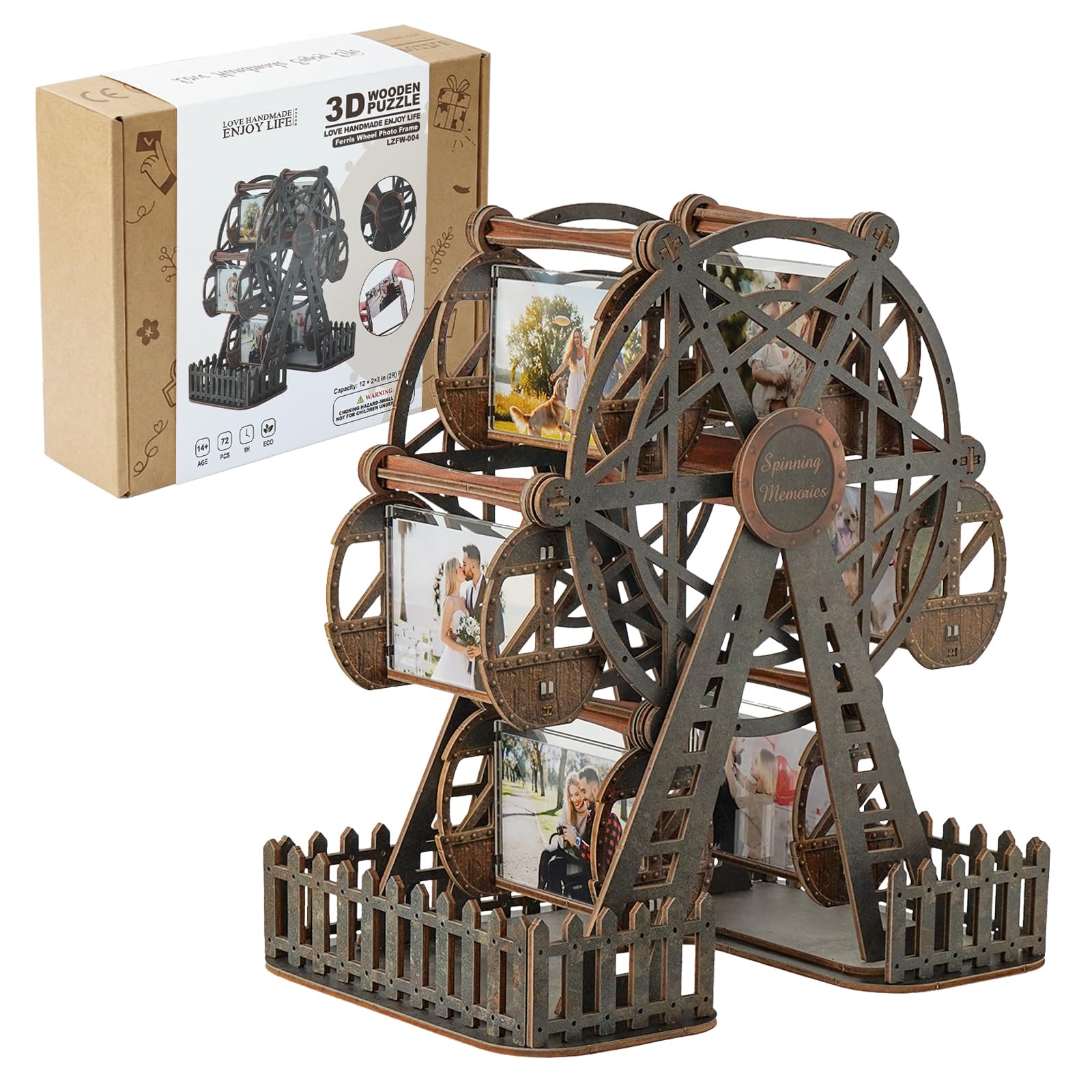 Photo Ferris Wheel 3D Wooden Puzzles for Adults, Mechanical Wood Model Kits - Unique Father's Day & Graduation Gifts, Personalised Anniversary Presents, Small Photo Picture Frame