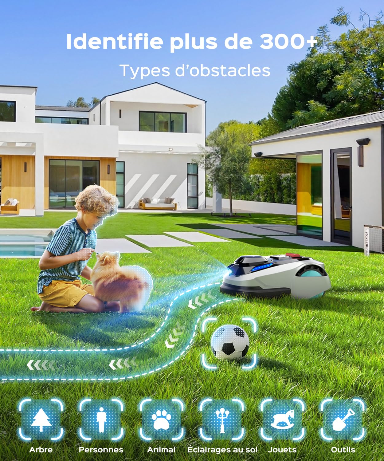 (2026 Upgrade) YARDCARE N1600 Pro Robot Tondeuse sans Fil périphérique, Max 1600 m² – avec RTK & Vision, trajectoire en U, Gestion multizone, contrôle Via Application et évitement des Obstacles