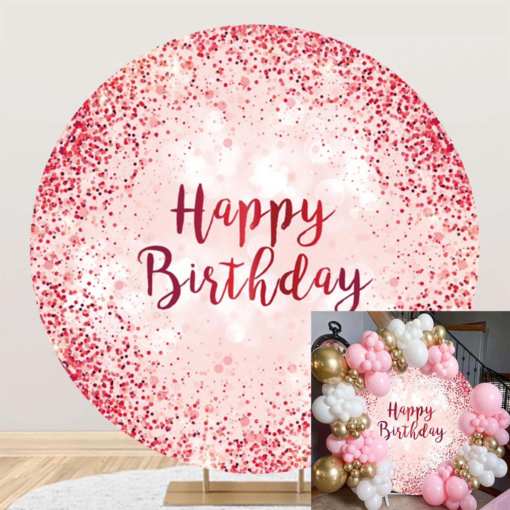 Rosa Glitter Compleanno Rotondo Sfondo 200cm Lusso Scintillante (senza Paillettes) Ragazzo Ragazza Compleanno Fotografia Sfondo Neonato Bambino Doccia Partito Sfondi Copertura