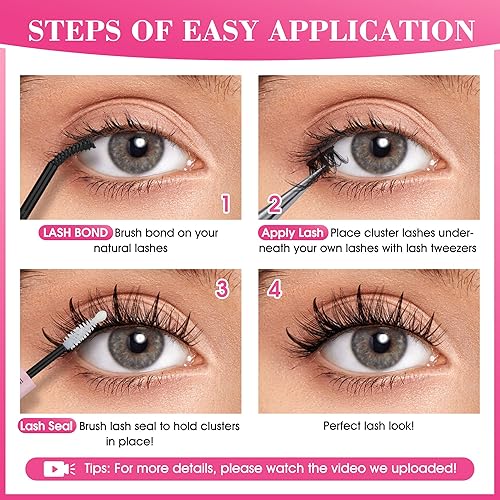 Miniatura 7 de Yawamica - Pegamento de pestañas Bond and Seal para extensiones de pestañas, pegamento de pestañas en racimo para extensiones de pestañas de larga