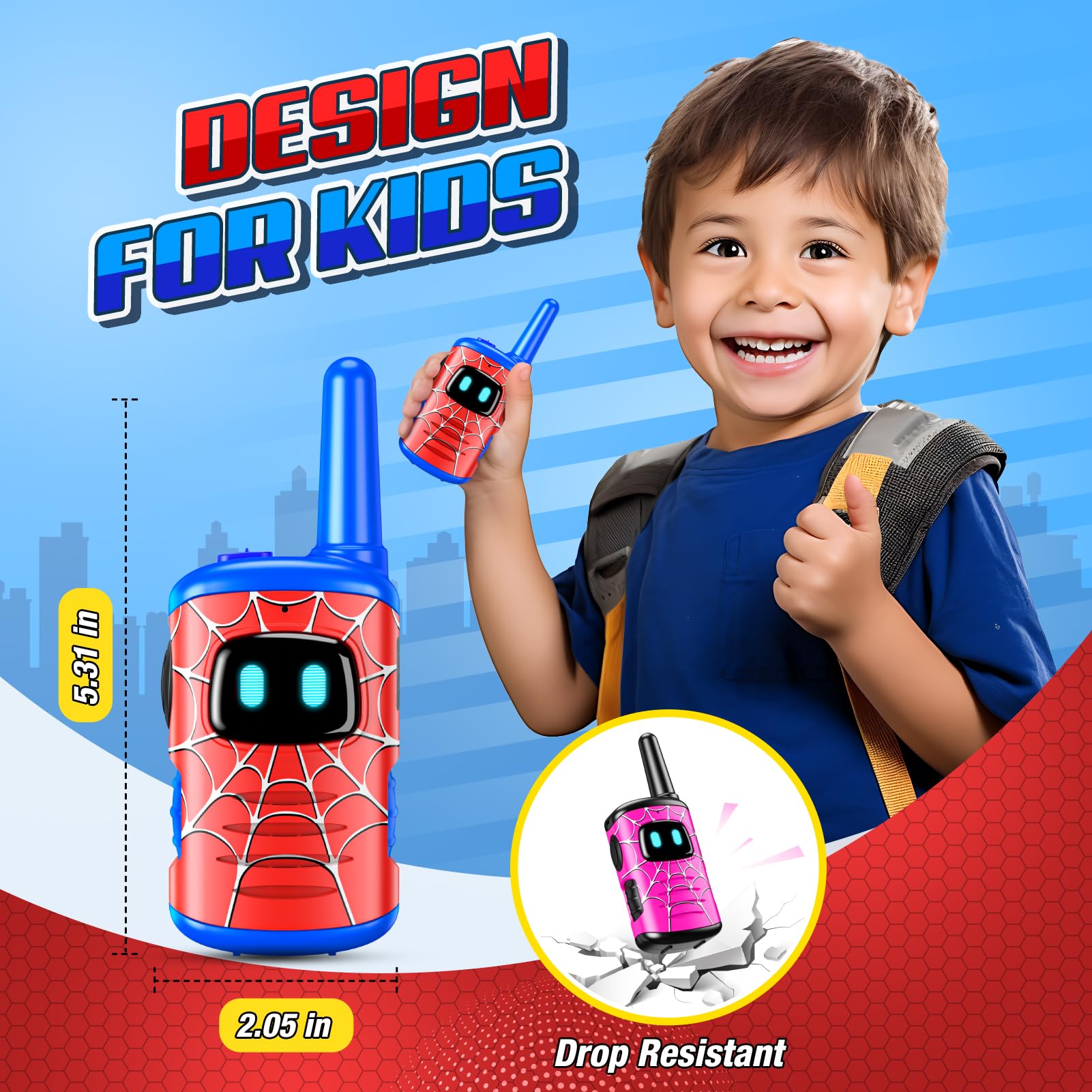 Toyokid Walkie-Talkie Bambini Ricaricabili,Giochi Bambini 3 4 5 6 7 8 Anni Walkie-Talkie Regalo Bambino 3-10 Anni Giocattoli da Esterno Giocattoli Bambino 3-10 Anni