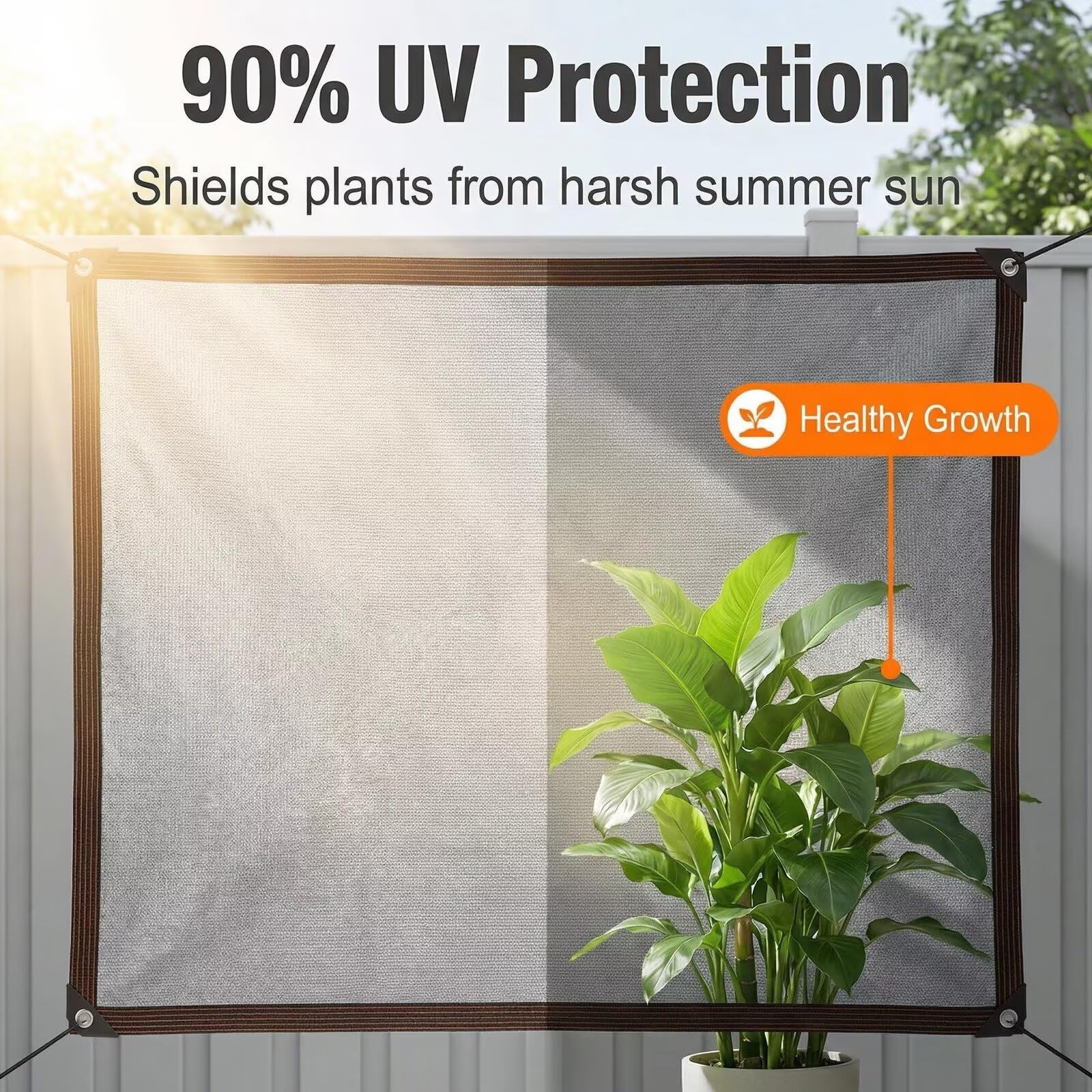 AHWEKR Żagiel Cieniujący HDPE Prostokątny, 90% Ochrona UV, Siatka Prywatności Ogrodowej, Oddychający i Odporny na Wiatr na Taras, Balkon i Ogród,3.7mx4.6m